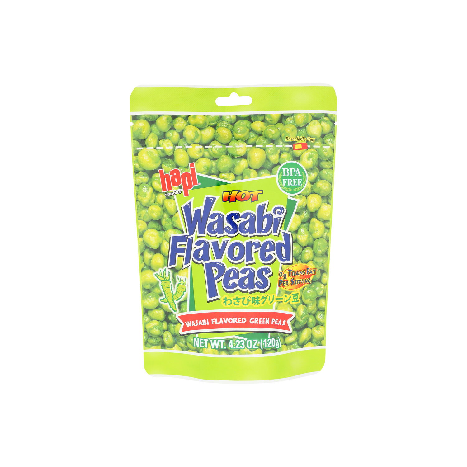 Hapi Snacks Green Pea Snack Wasabi Pouch - 4.23 Ounce Image 1 of 4