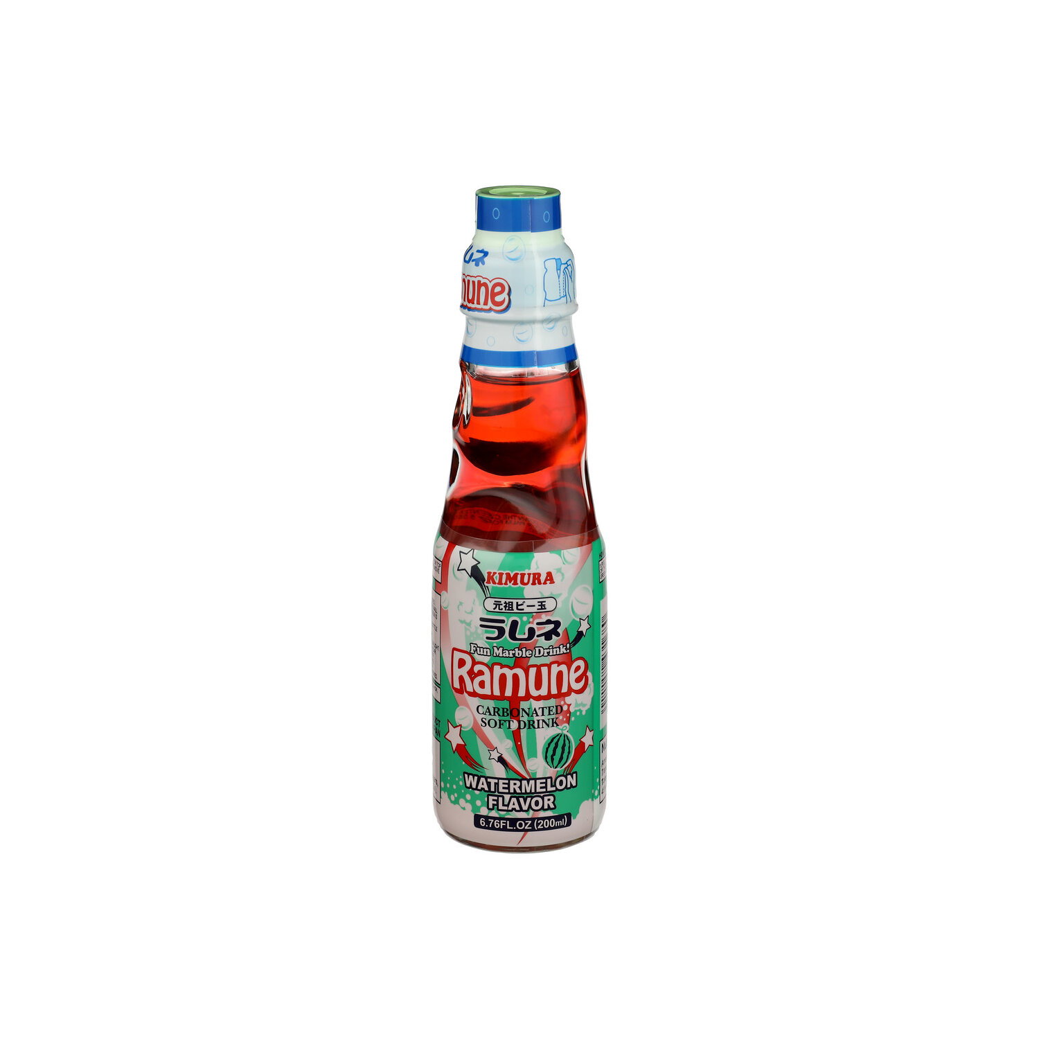 Kimura Watermelon Carbonated Soft Drink Ramune - 6.76 Fluid Ounce Image 1 of 2