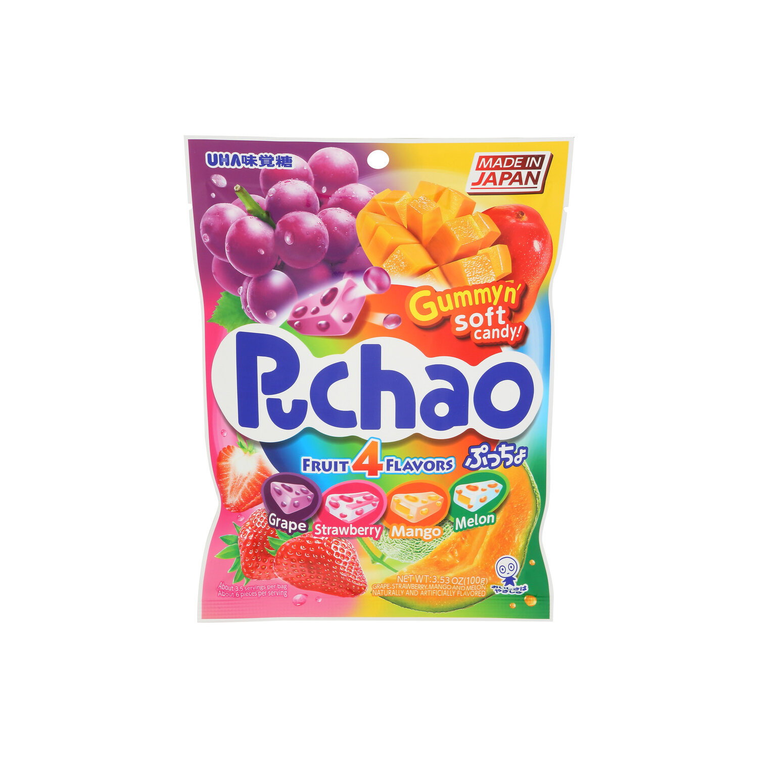 Puchao Grape, Strawberry, Mango, Melon Uha Mikakuto Soft Candy Fruit Variety Pack Bag - 3.53 Ounce Image 1 of 4