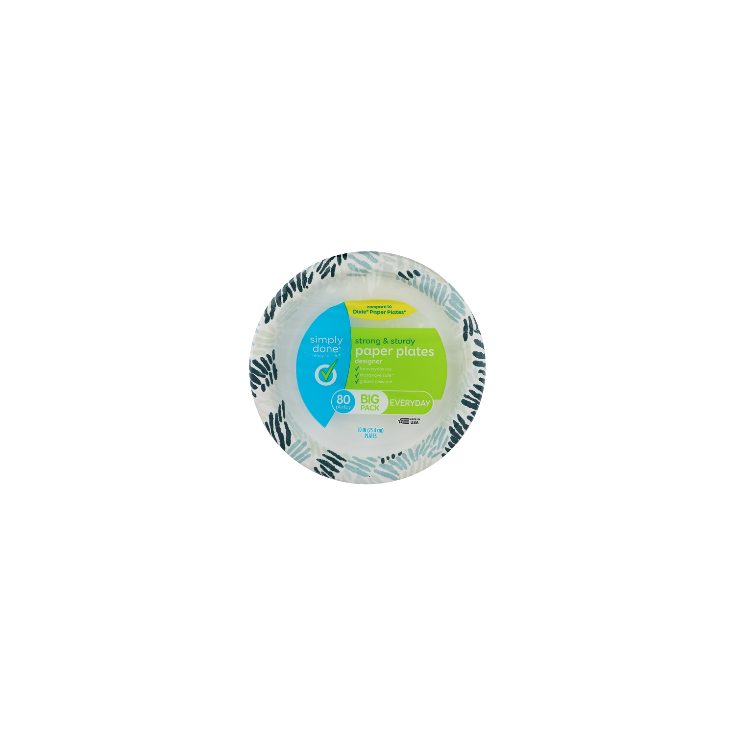 Simply Done Big Pack Everyday Strong & Sturdy Designer Paper Plates - 80 Count Image 1 of 2