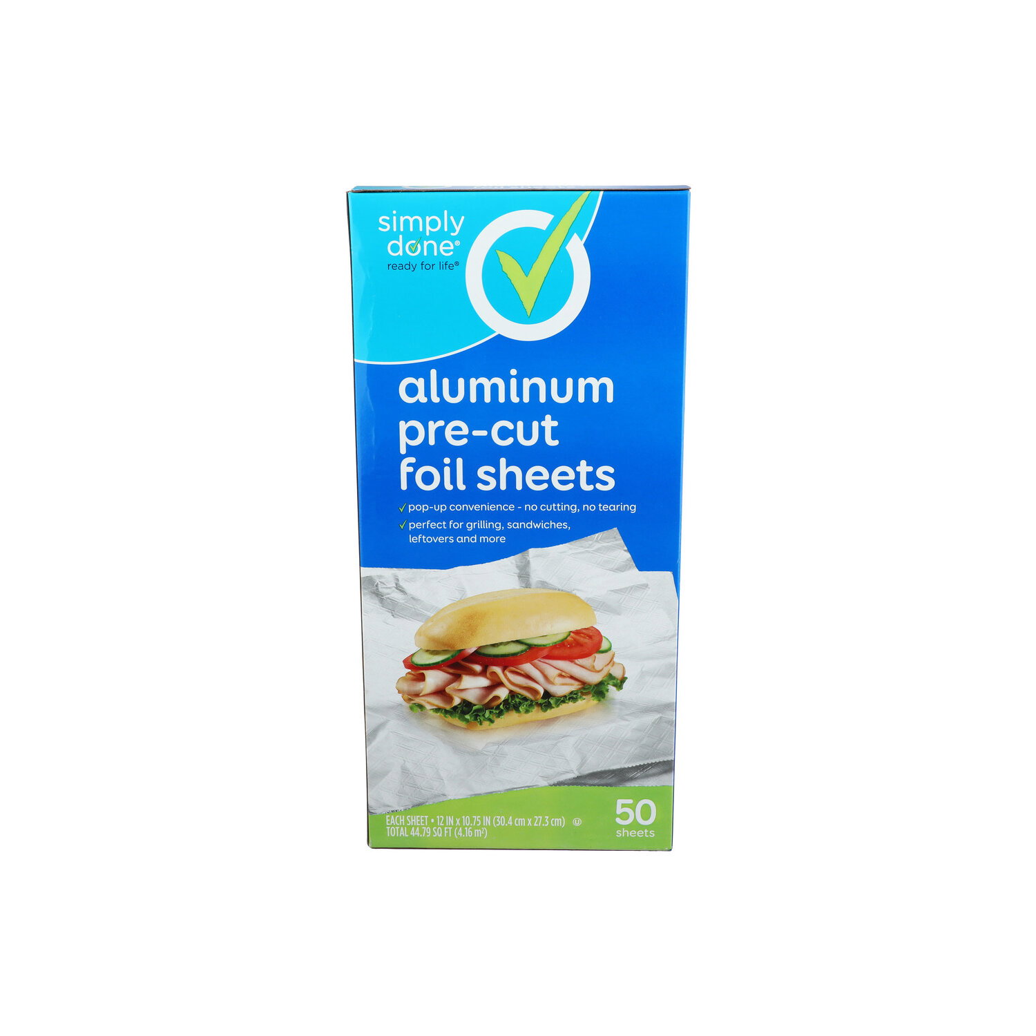 Simply Done Pre-Cut Aluminum Foil Sheets - 0.896 Square foot - 50
