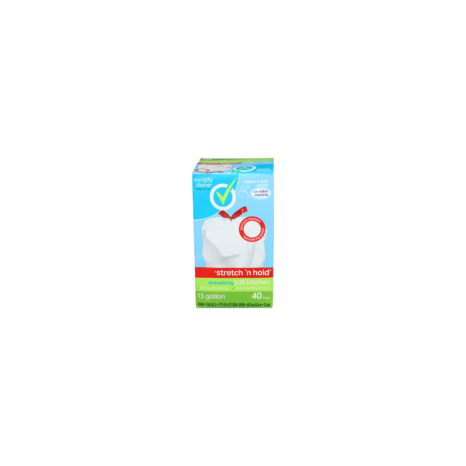 Simply Done Clean Fresh Scent Drawstring Tall Kitchen - 13 Gallon - 40 Count Image 1 of 2