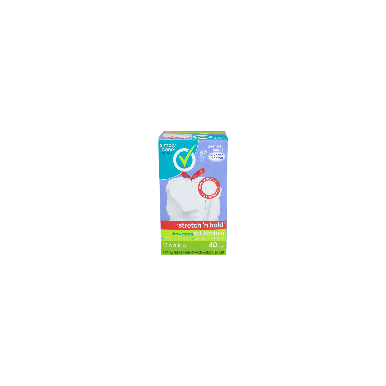 Simply Done Lavender Scent Drawstring Tall Kitchen - 13 Gallon - 40 Count Image 1 of 2