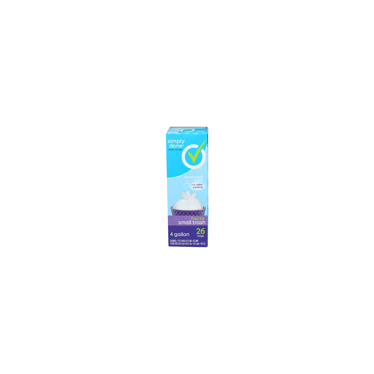 Simply Done Clean Fresh Scent Flap Tie Small Trash - 4 Gallon - 26 Count Image 1 of 2