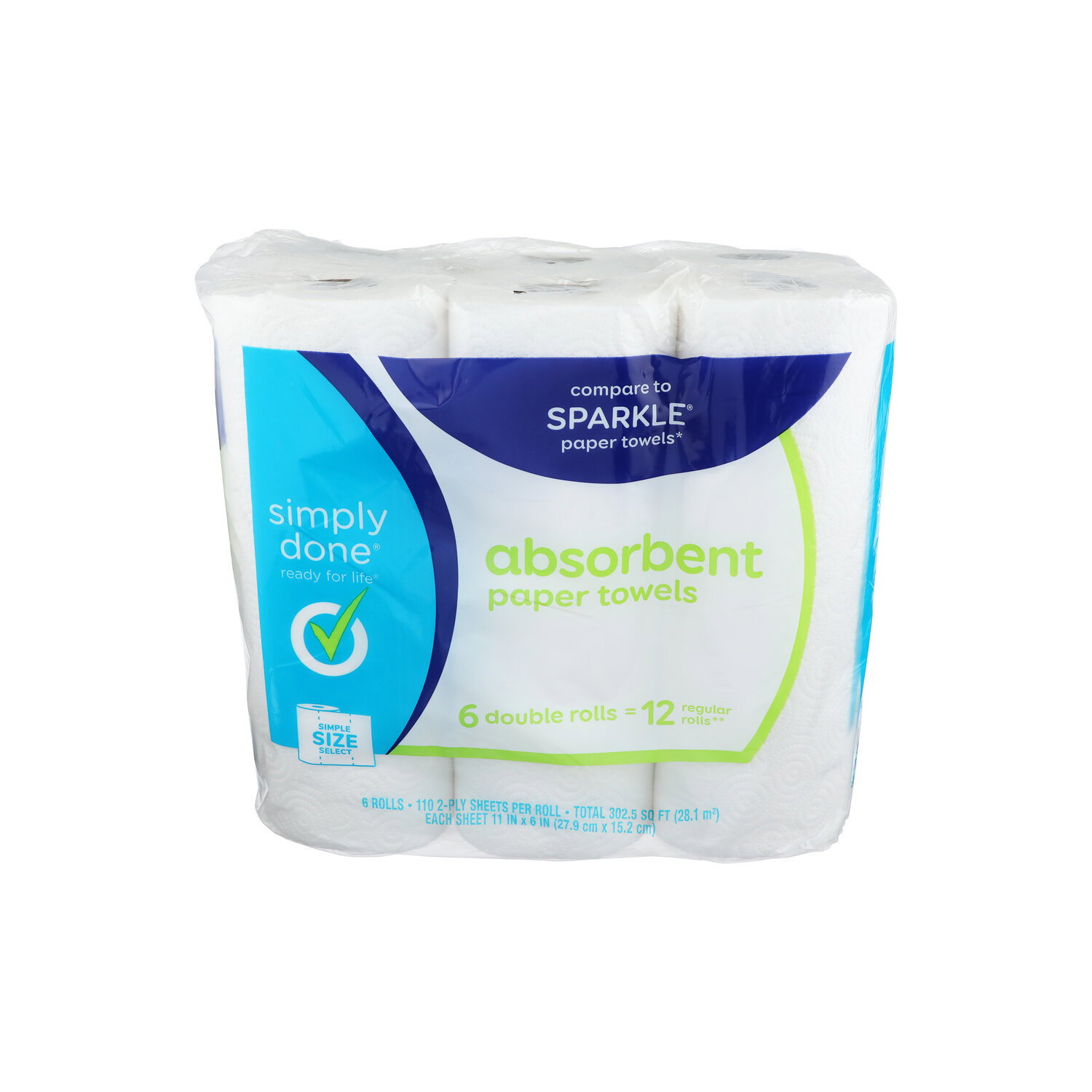 Simply Done Absorbent Paper Towels - 50.417 Square foot - 6 Count Image 1 of 2