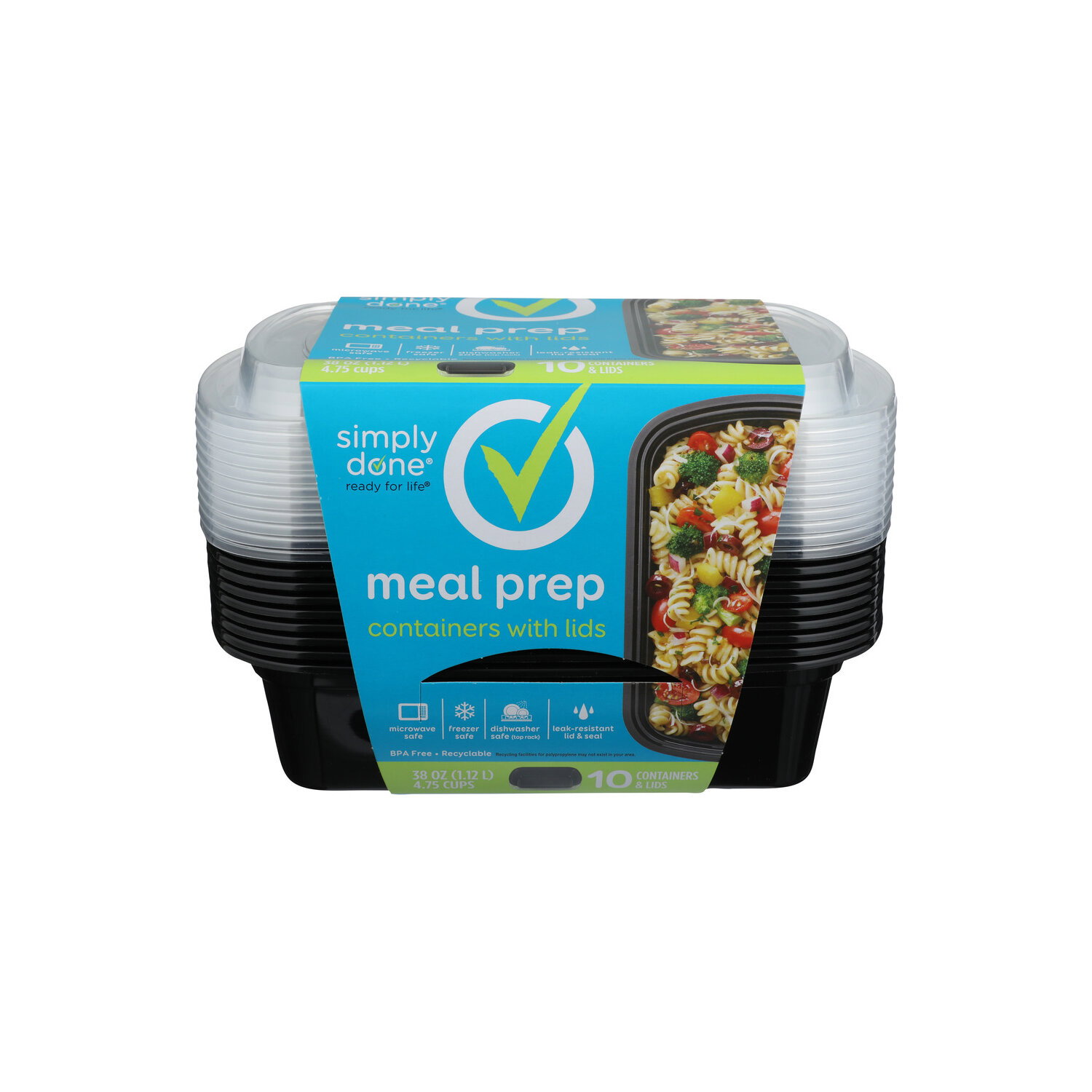 Simply Done Meal Prep Containers With Lids - 10 Count Image 1 of 2