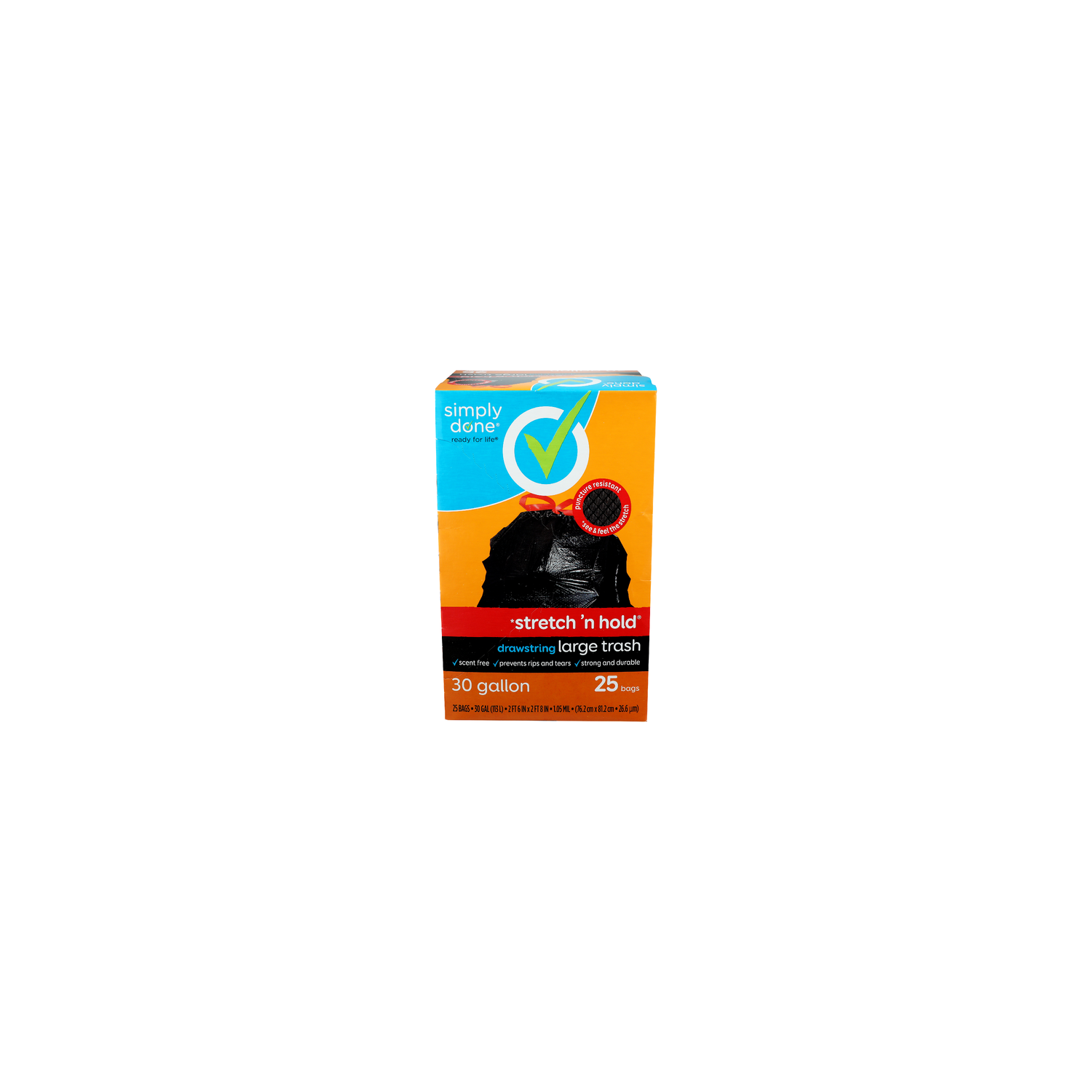 Simply Done Stretch N Hold Large Drawstring Trash Bags - 25 Count Image 1 of 2
