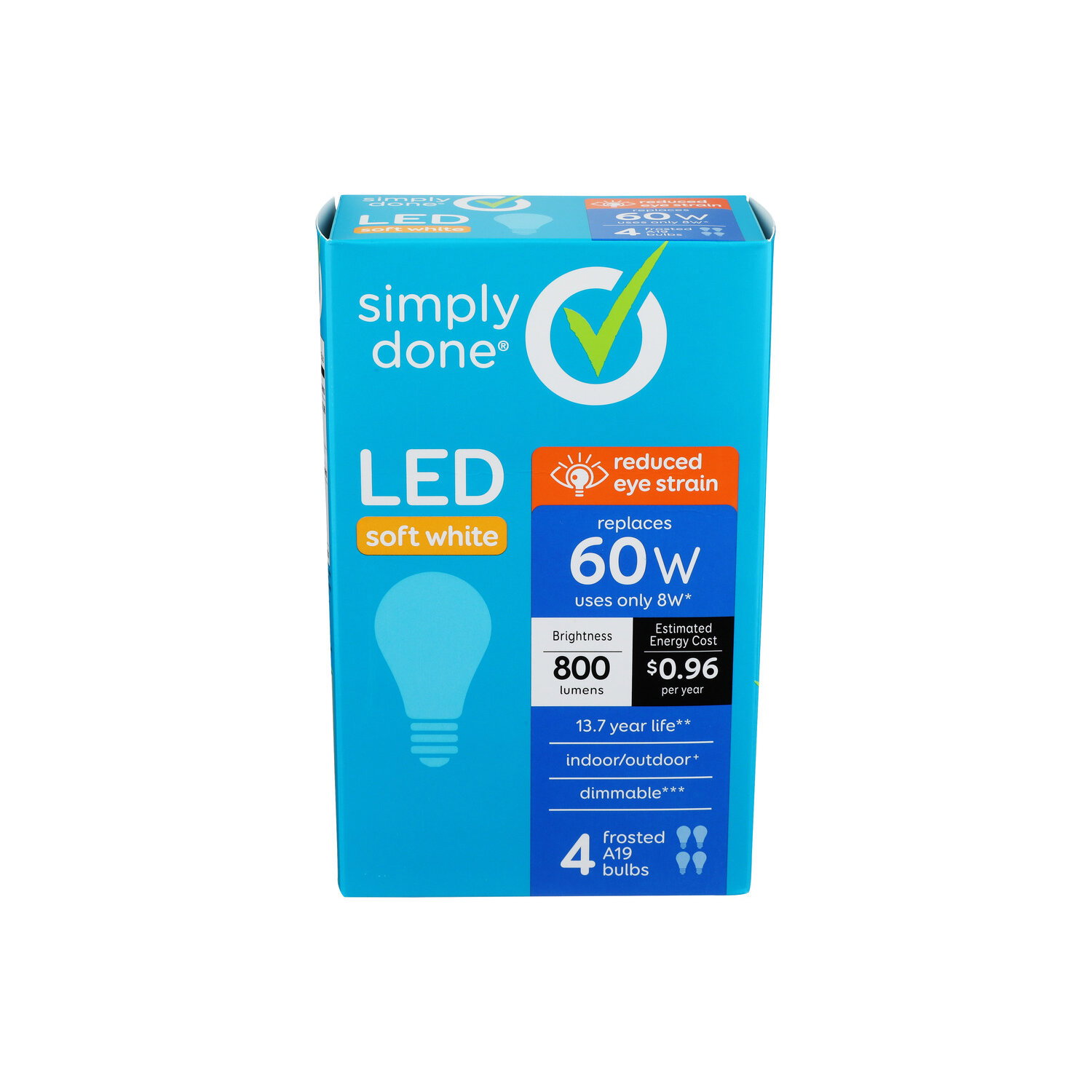 Simply Done A19 60W LED Soft White Frosted Bulbs - 4 Count Image 1 of 2