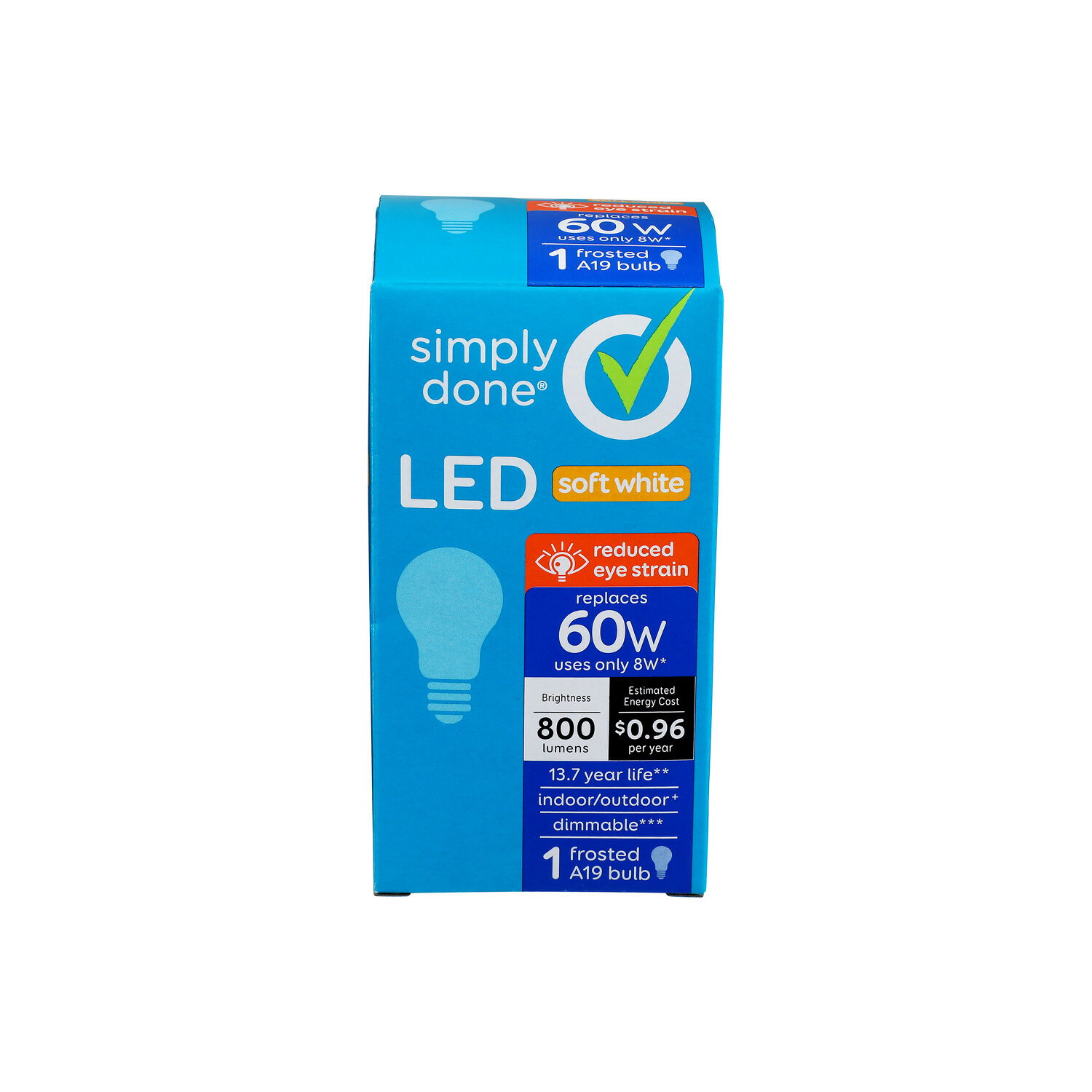 Simply Done A19 60W LED Soft White Frosted Bulbs - 1 Count Image 1 of 3