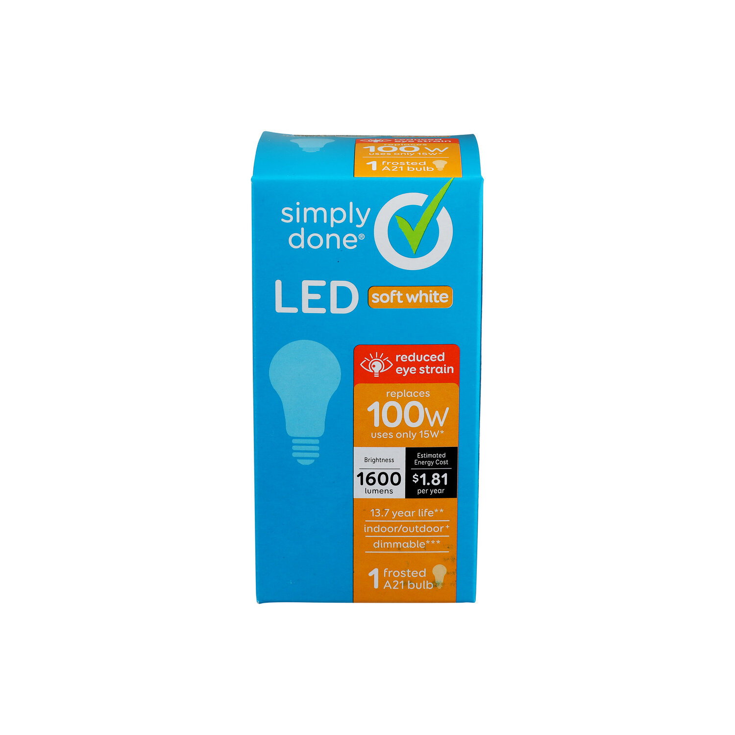Simply Done A21 100W LED Soft White Frosted Bulbs - 1 Count Image 1 of 3