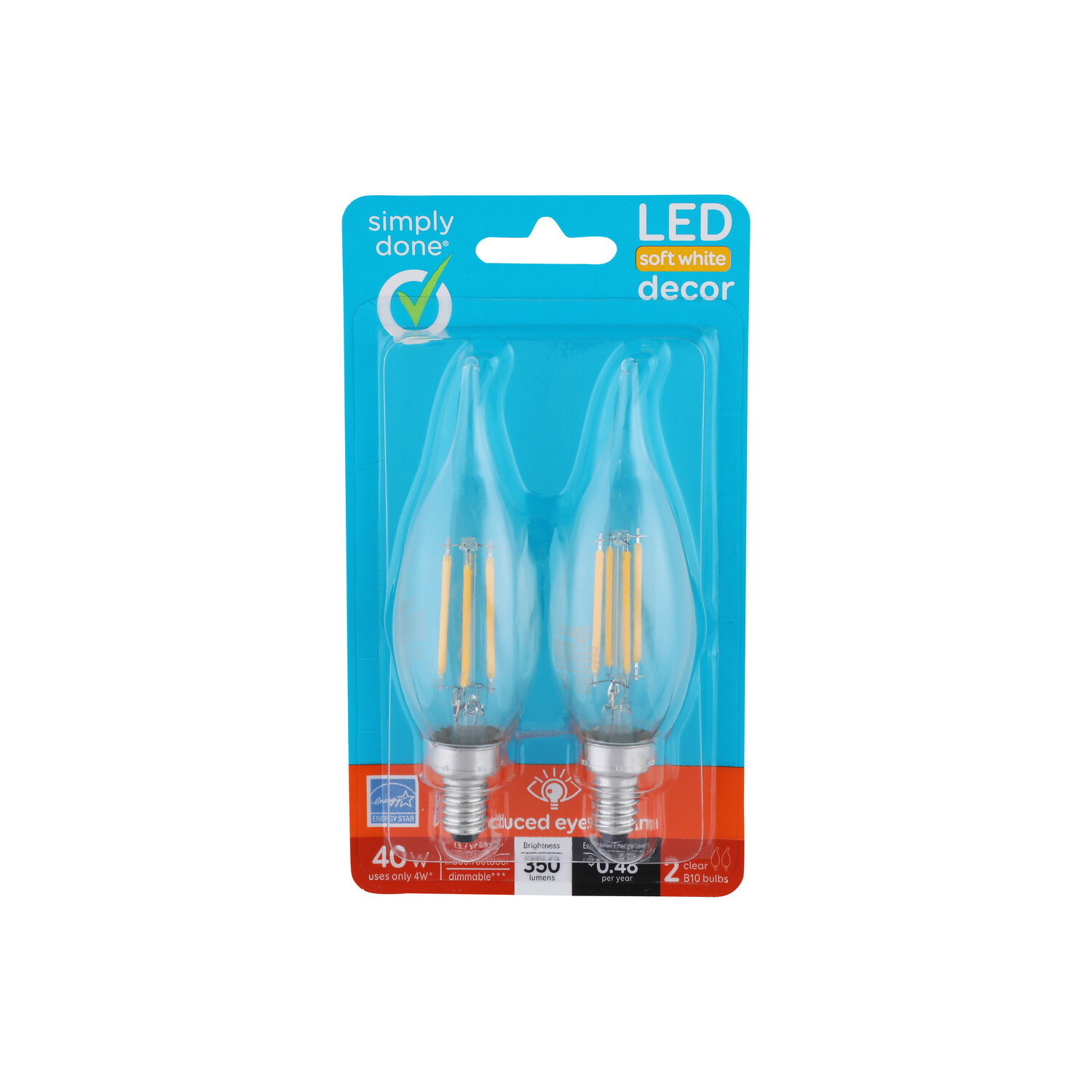 Simply Done B10 40W LED Soft White Décor Clear Bulbs - 2 Count Image 1 of 2
