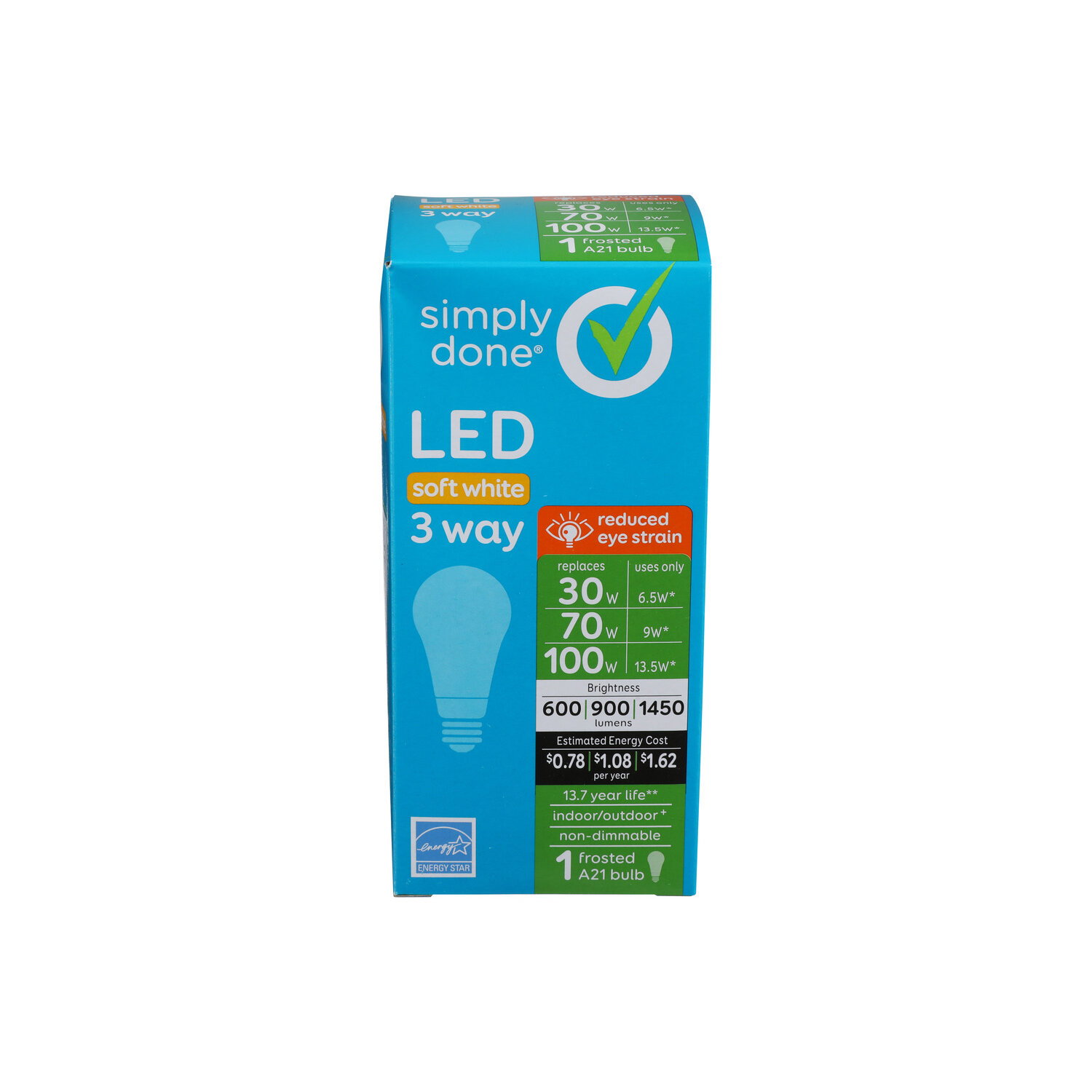 Simply Done A21 3 Way LED Soft White Frosted Bulbs - 1 Count Image 1 of 2