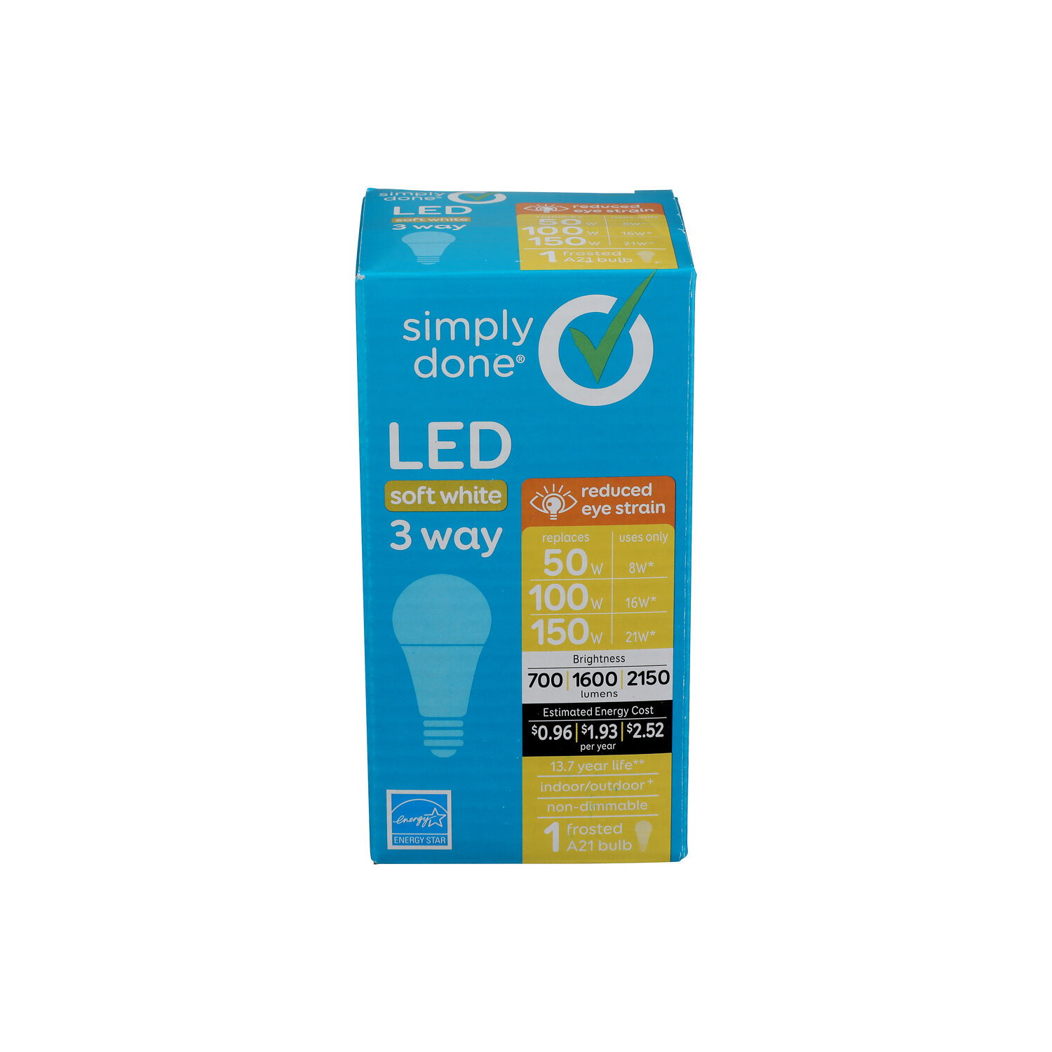 Simply Done A21 3 Way LED Soft White Frosted Bulbs - 1 Count Image 1 of 2