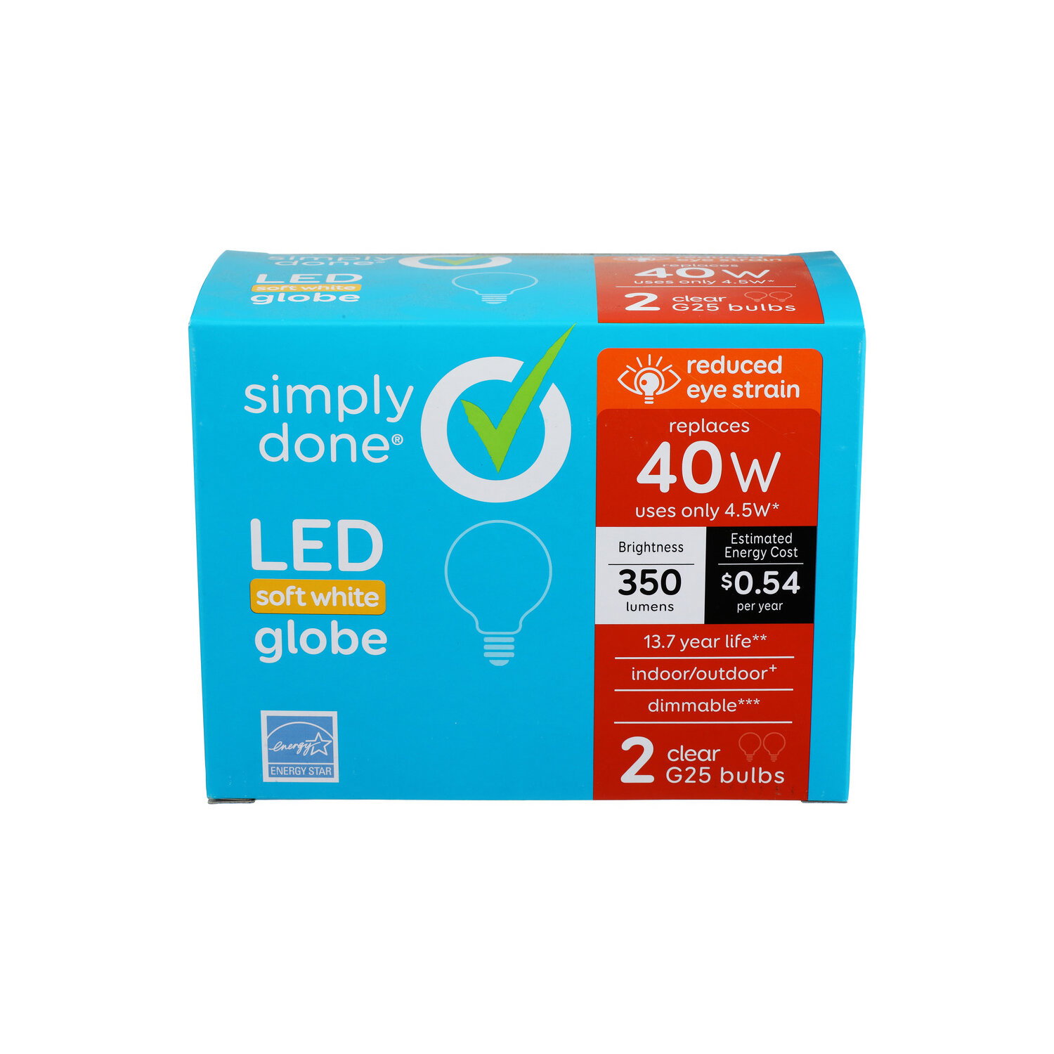 Simply Done Sd Bulb G25 Led Cri 40W Clr 2P 1 Ea - 2 Count Image 1 of 3
