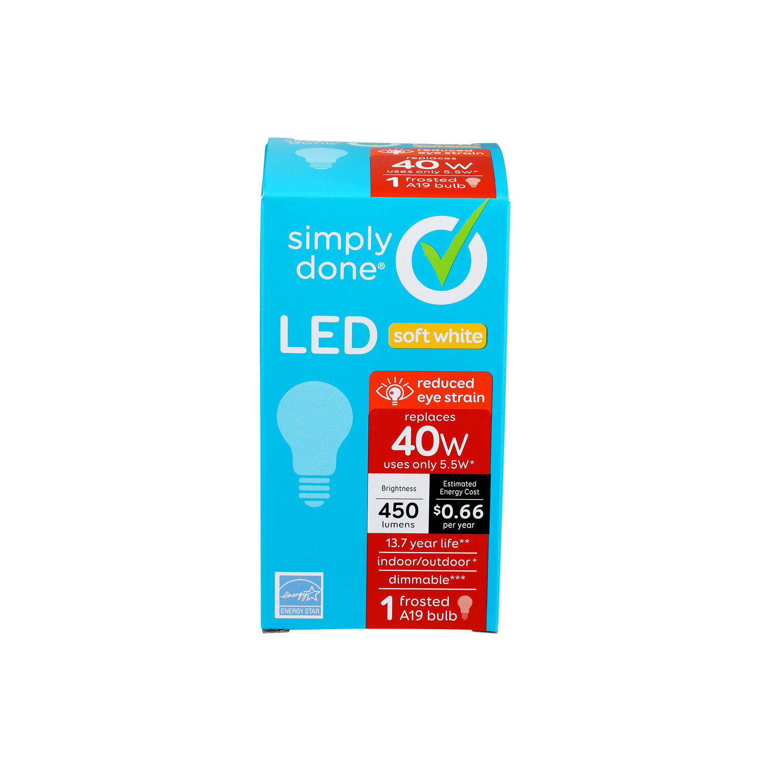 Simply Done A19 40W LED Soft White Frosted Bulbs - 1 Count Image 1 of 3