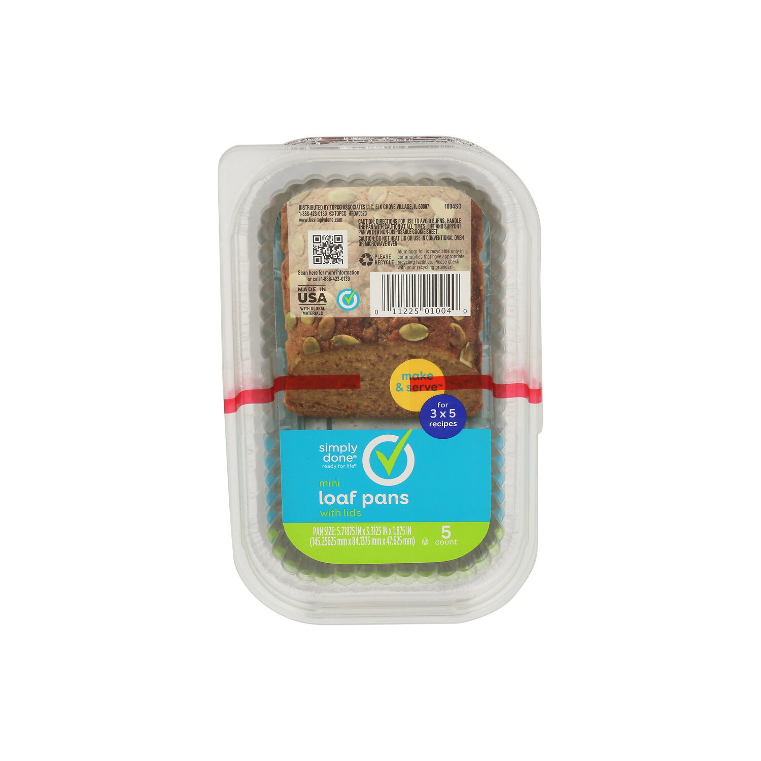 Simply Done Mini Loaf Pans with Lids - 5 Count Image 1 of 2
