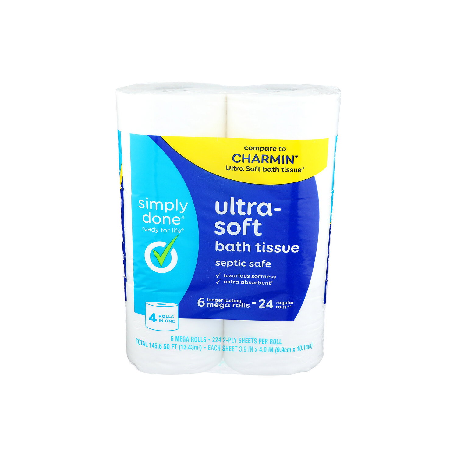 Simply Done Ultra-Soft 2-Ply Mega Rolls Bath Tissue - 24.267 Square foot - 6 Count Image 1 of 2
