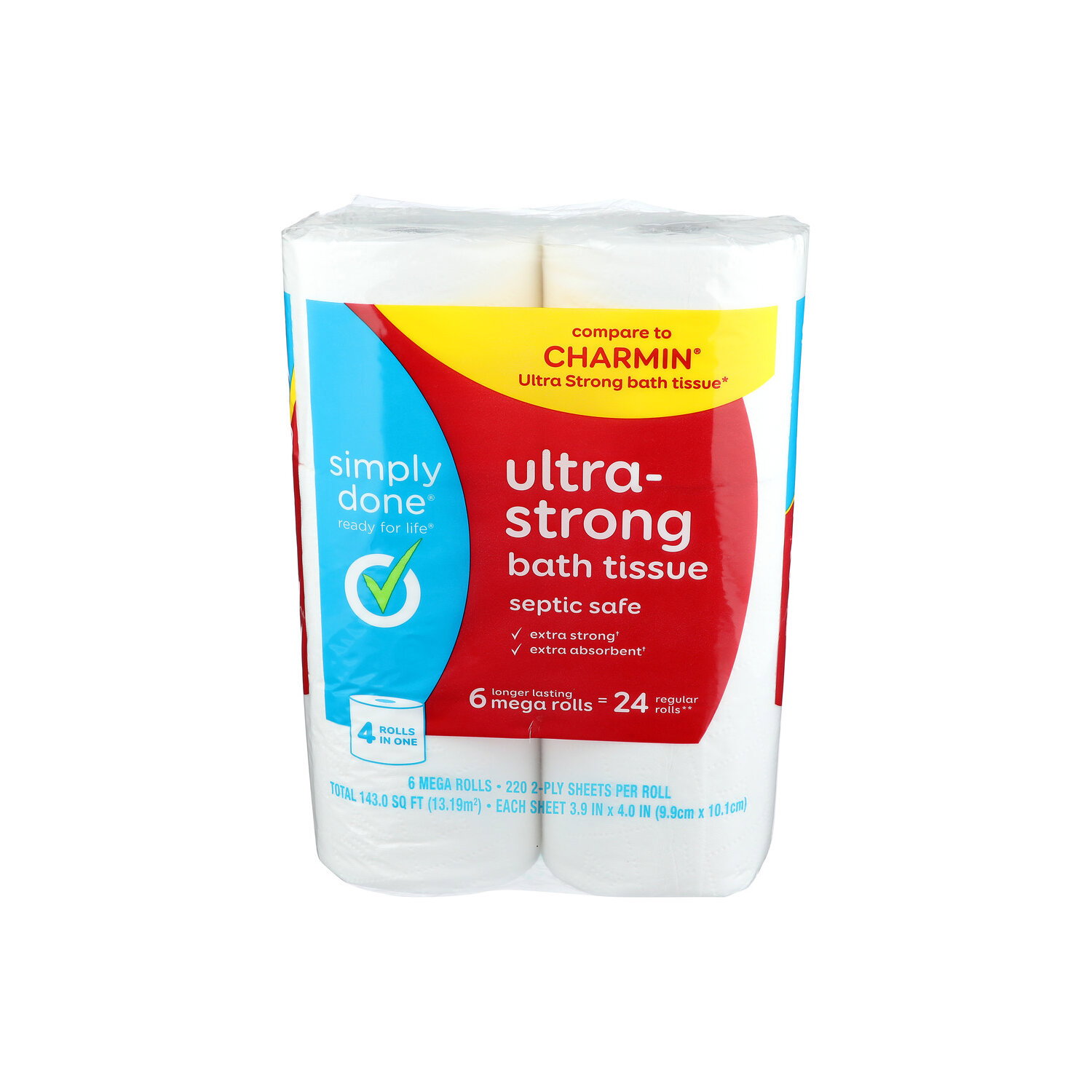 Simply Done Ultra Strong Bath Tissue - 23.833 Square foot - 6 Count Image 1 of 2