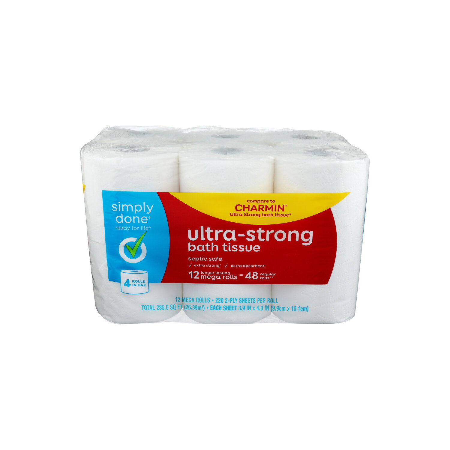 Simply Done Ultra Strong Bath Tissue - 23.833 Square foot - 12 Count Image 1 of 2