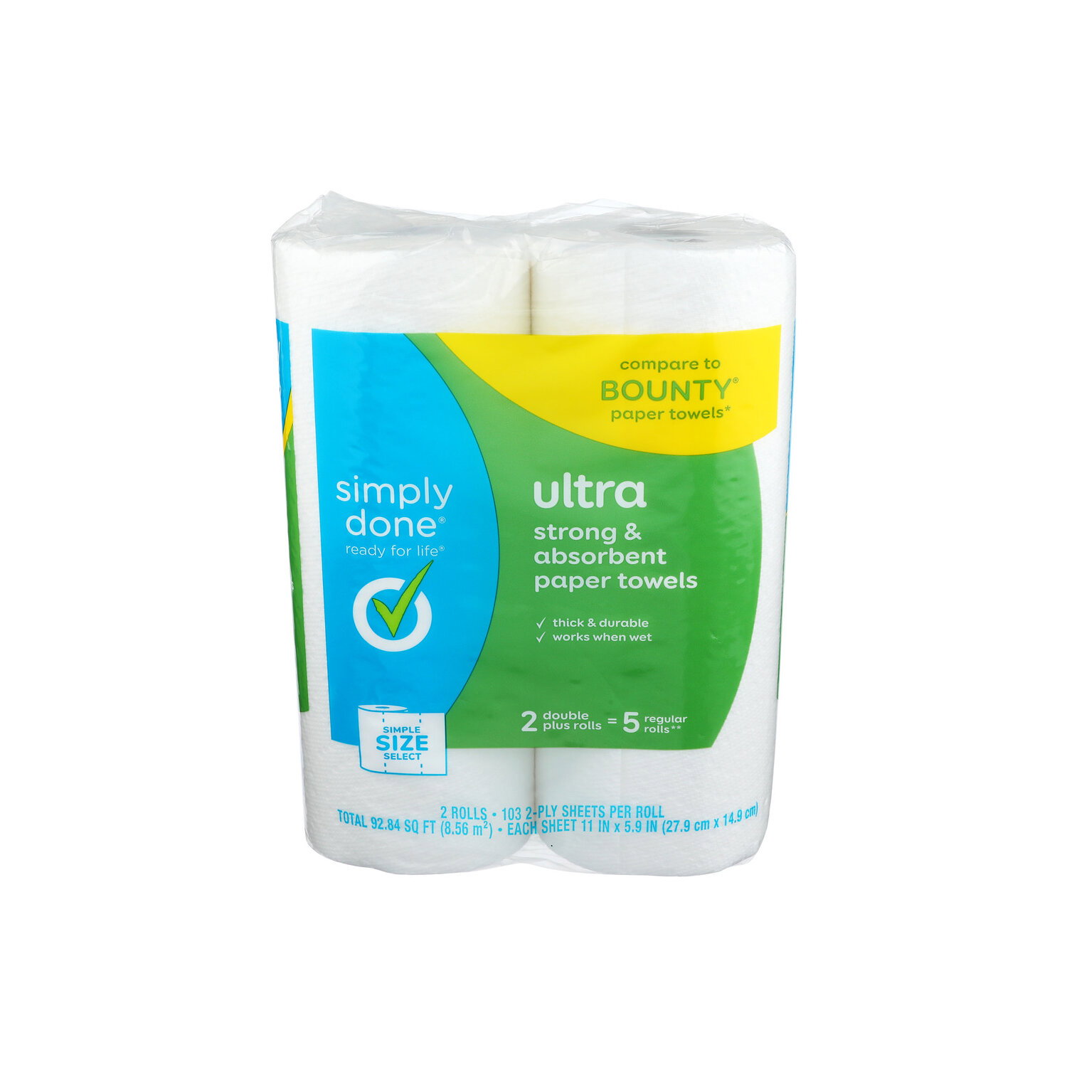 Simply Done Ultra Strong & Absorbent Paper Towels - 46.42 Square foot - 2 Count Image 1 of 2