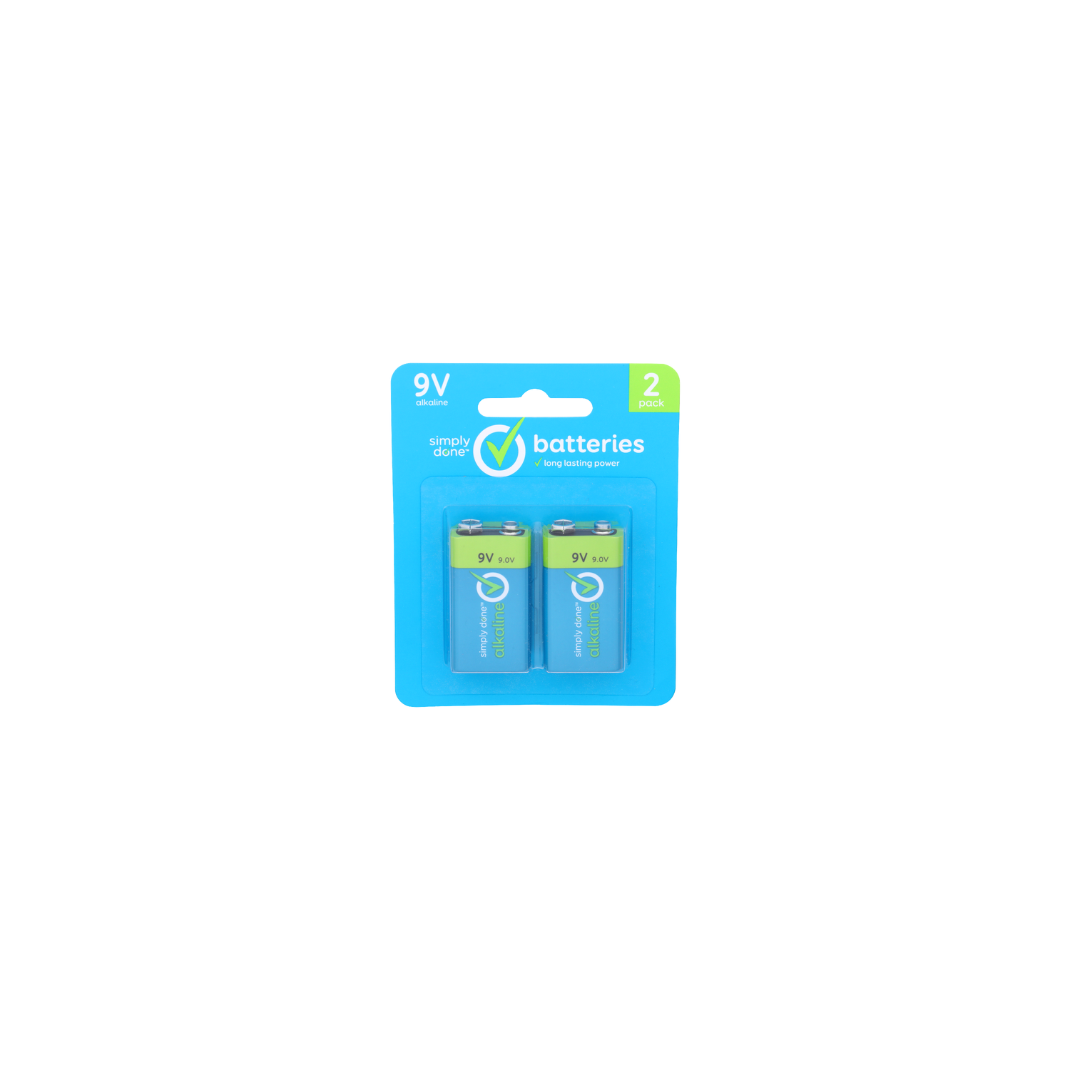 Simply Done 9V Alkaline Batteries - 2 Count Image 1 of 2