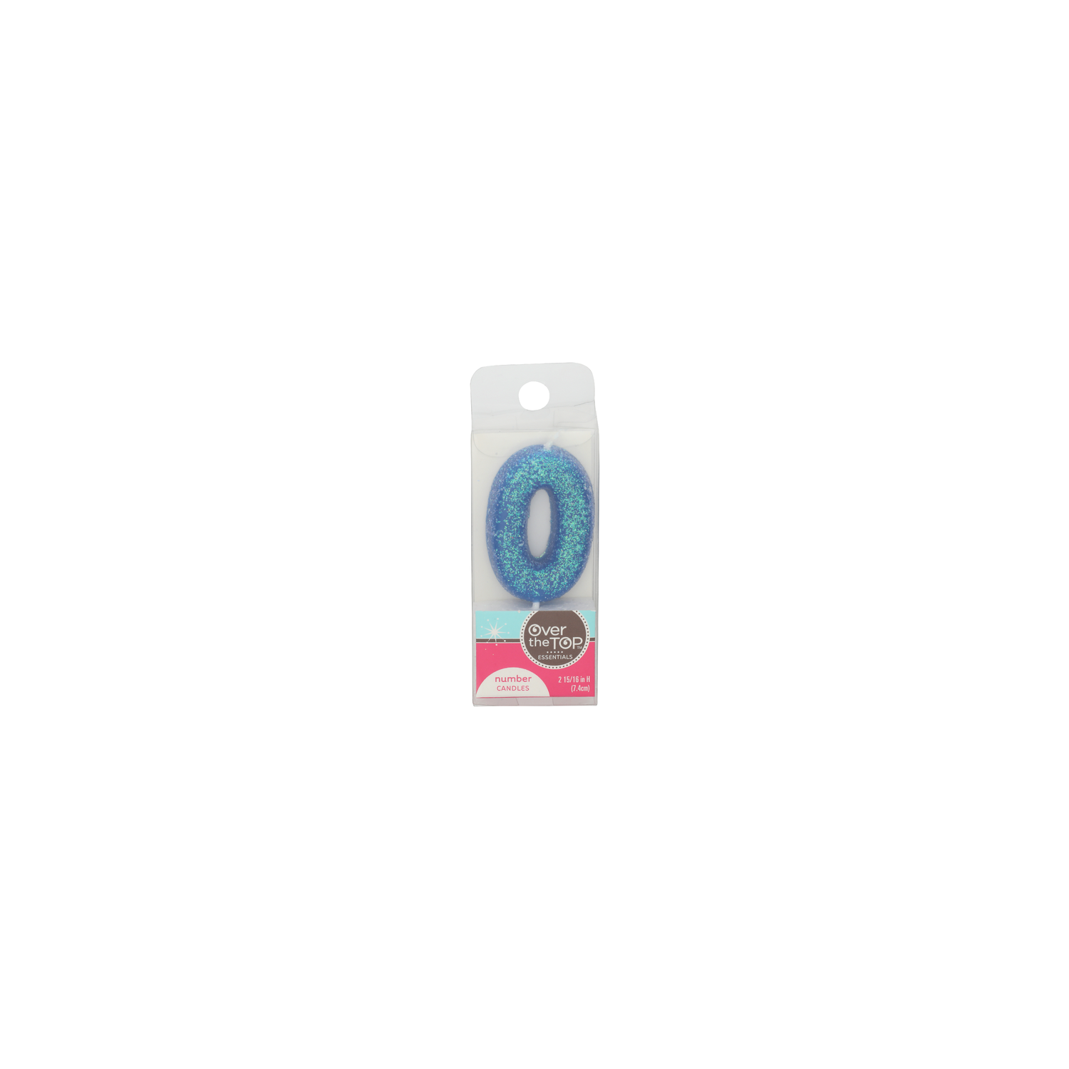 Over The Top Essentials Number 0 Blue Glitter Candles - 1 Each Image 1 of 2