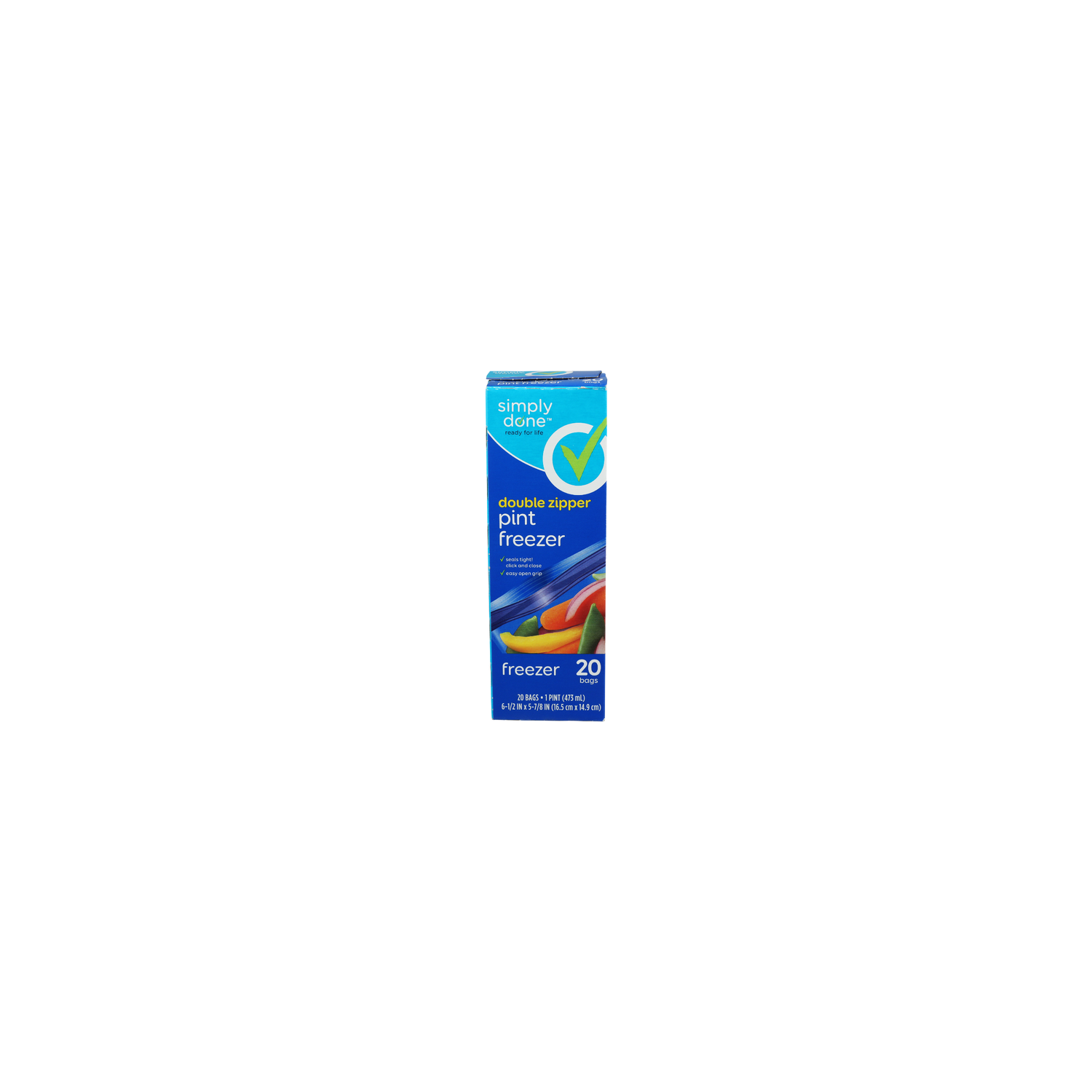 Simply Done Double Zipper Pint Freezer Bags - 20 Count Image 1 of 2