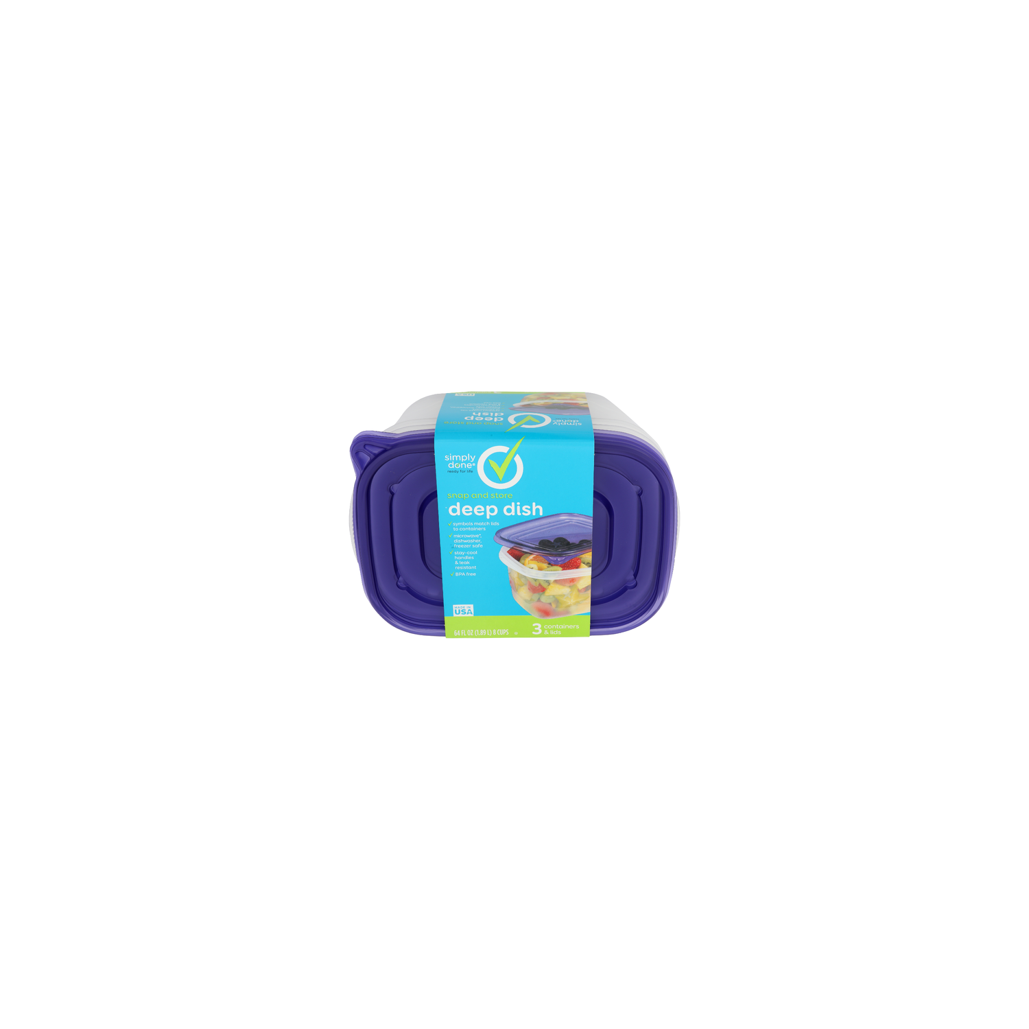 Simply Done Snap And Store Deep Dish - 21.333 Fluid Ounce - 3 Count Image 1 of 2