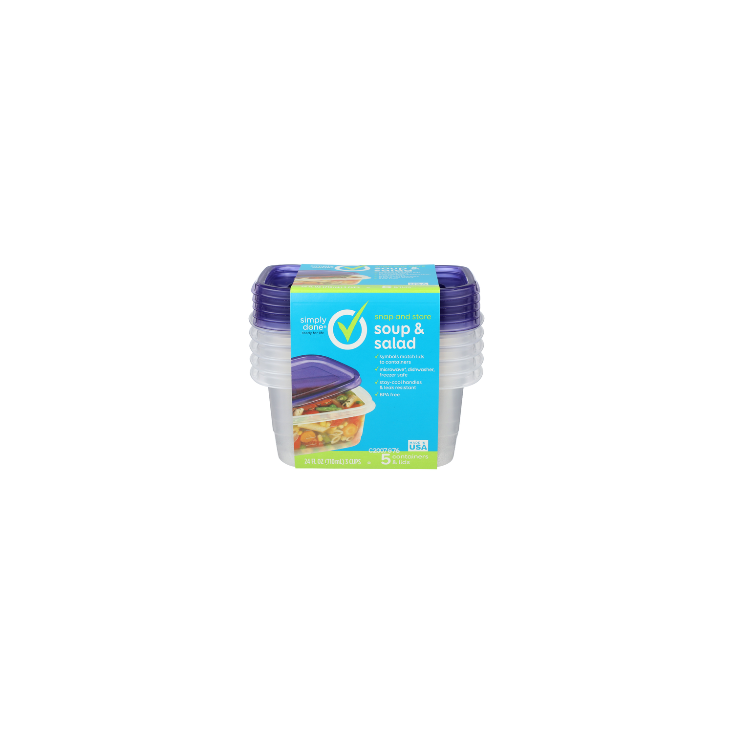 Simply Done Soup & Salad Containers & Lids - 4.8 Fluid Ounce - 5 Count Image 1 of 2