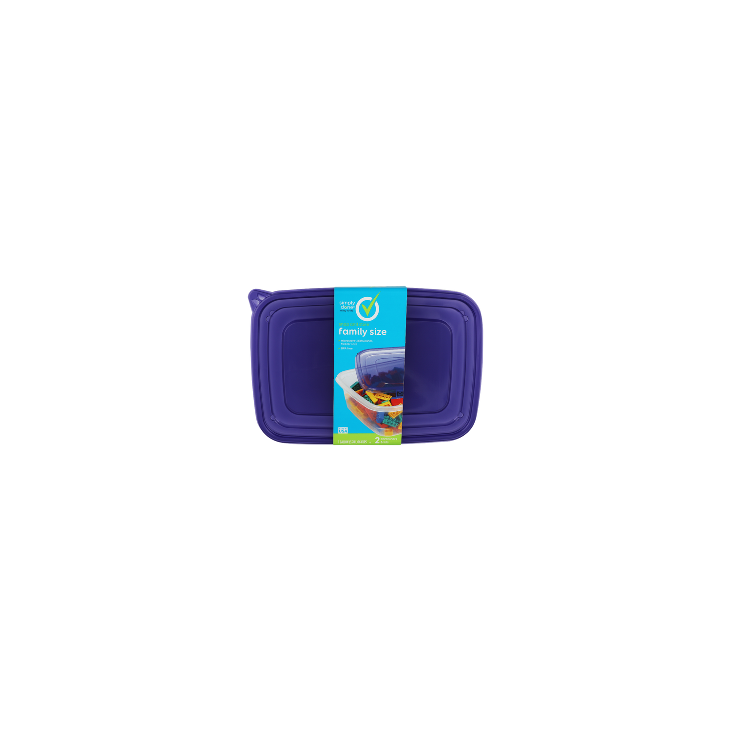 Simply Done Family Size Plastic Container - 2 Count Image 1 of 2