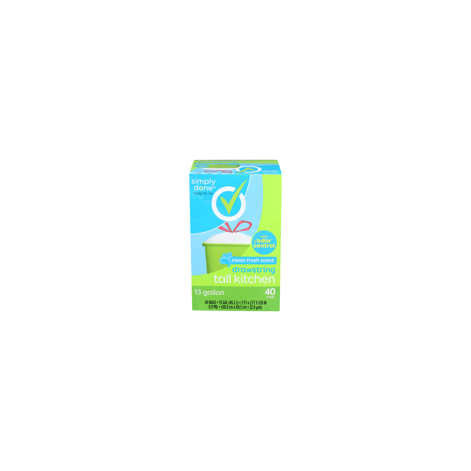 Simply Done Clean Fresh Scent Drawstring Tall Kitchen Bags - 13 Gallon - 40 Count Image 1 of 2