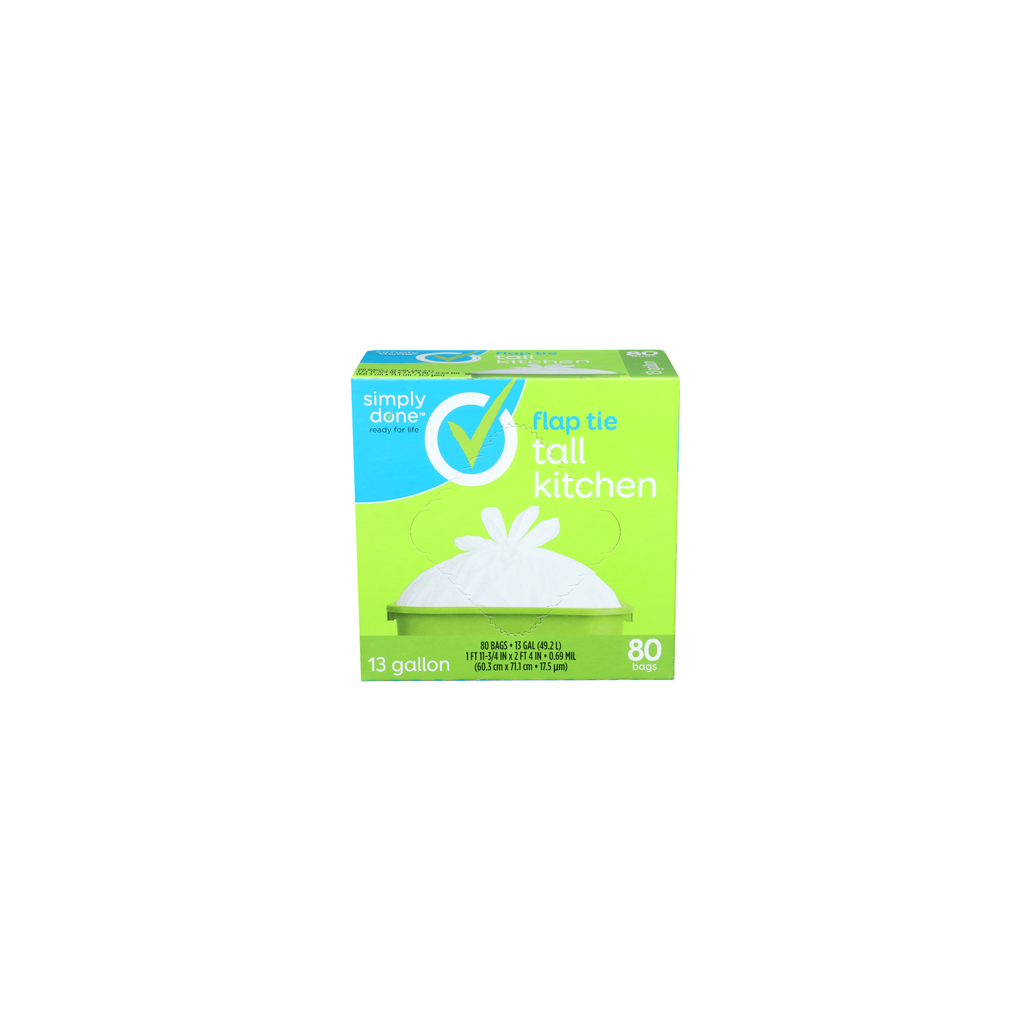 Simply Done Flap Tie Tall Kitchen Bags - 13 Gallon - 80 Count Image 1 of 2