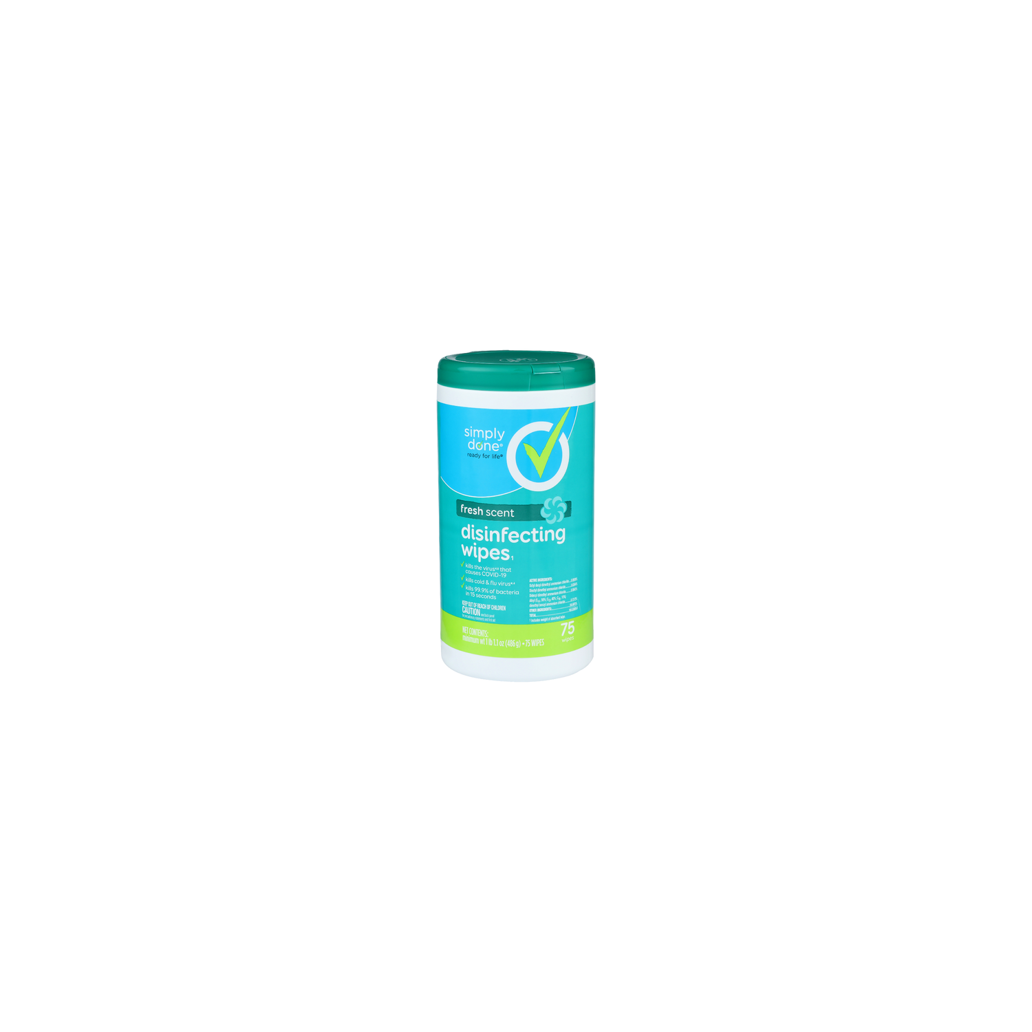 Simply Done Fresh Scent Disinfecting Wipes₁ ₁ Includes Weight Of Absorbent Wipe - 0.228 Ounce - 75 Count Image 1 of 3