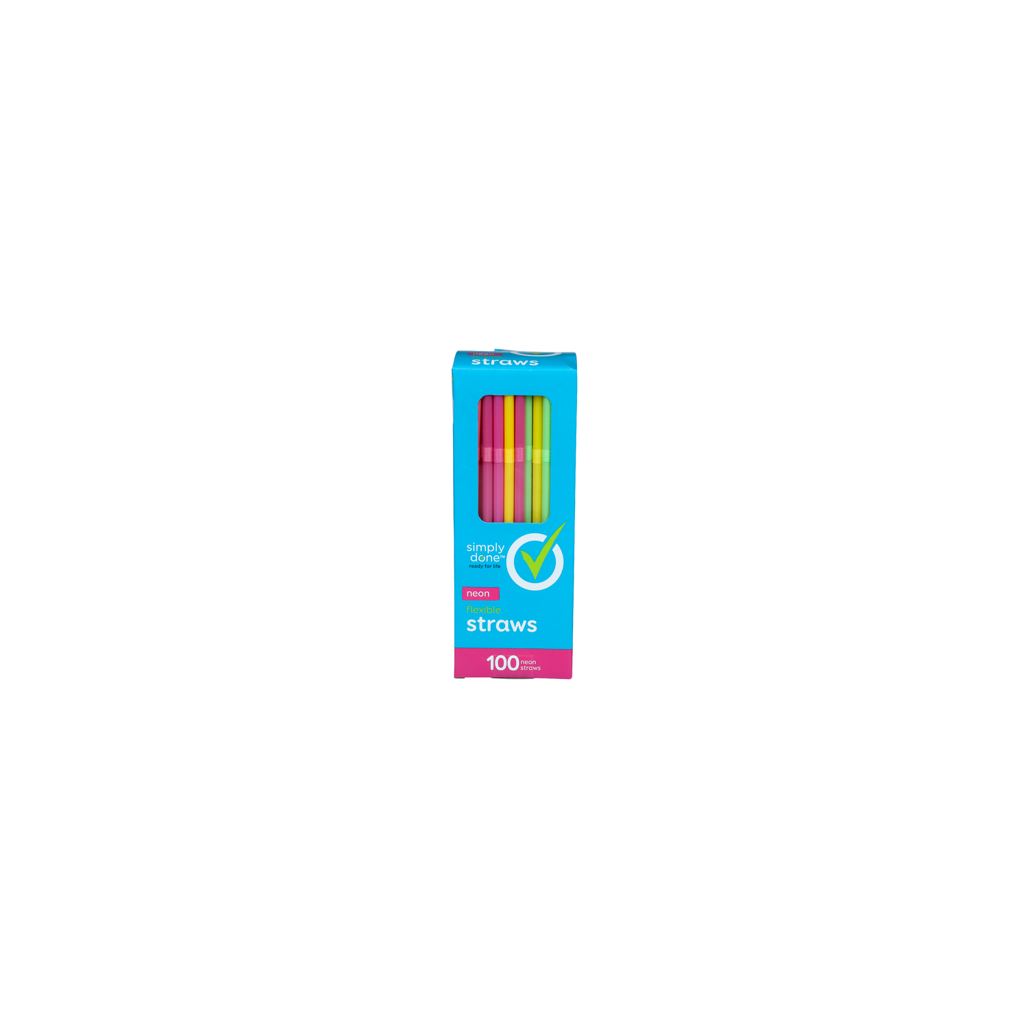 Simply Done Neon Flexible Straws - 100 Count Image 1 of 2