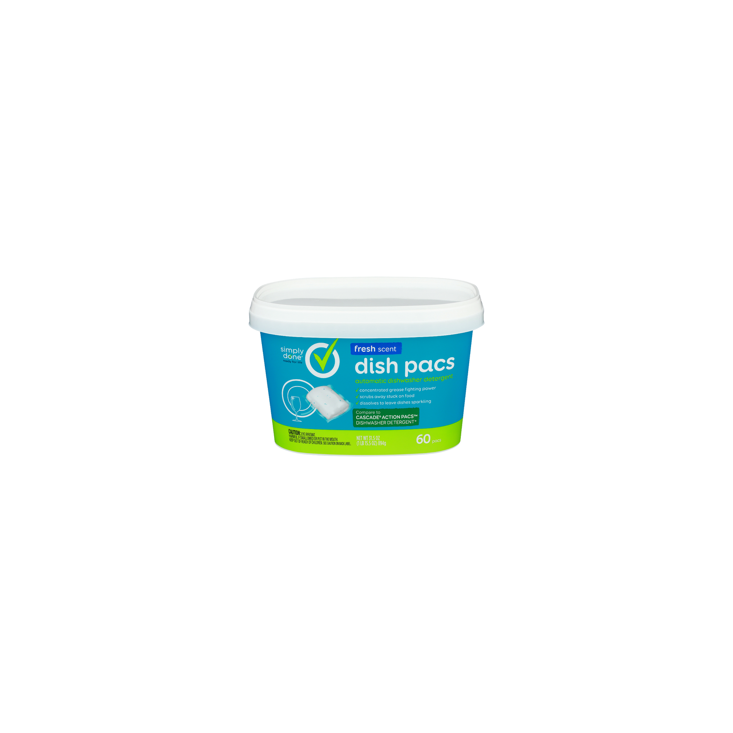 Simply Done Fresh Automatic Dishwasher Detergent Dish Pacs - 0.525 Ounce - 60 Count Image 1 of 3