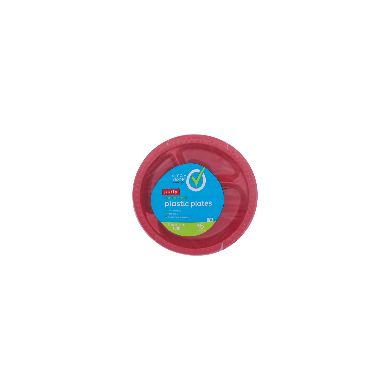 Simply Done Party Compartment Plastic Plates - 15 Count Image 1 of 2
