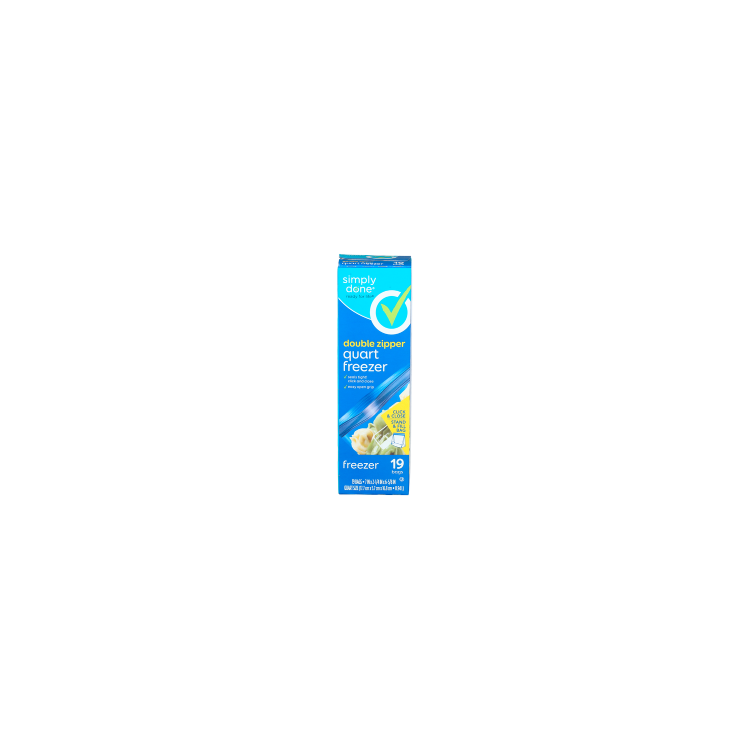Simply Done Quart Freezer Double Zipper Bag - 19 Count Image 1 of 2