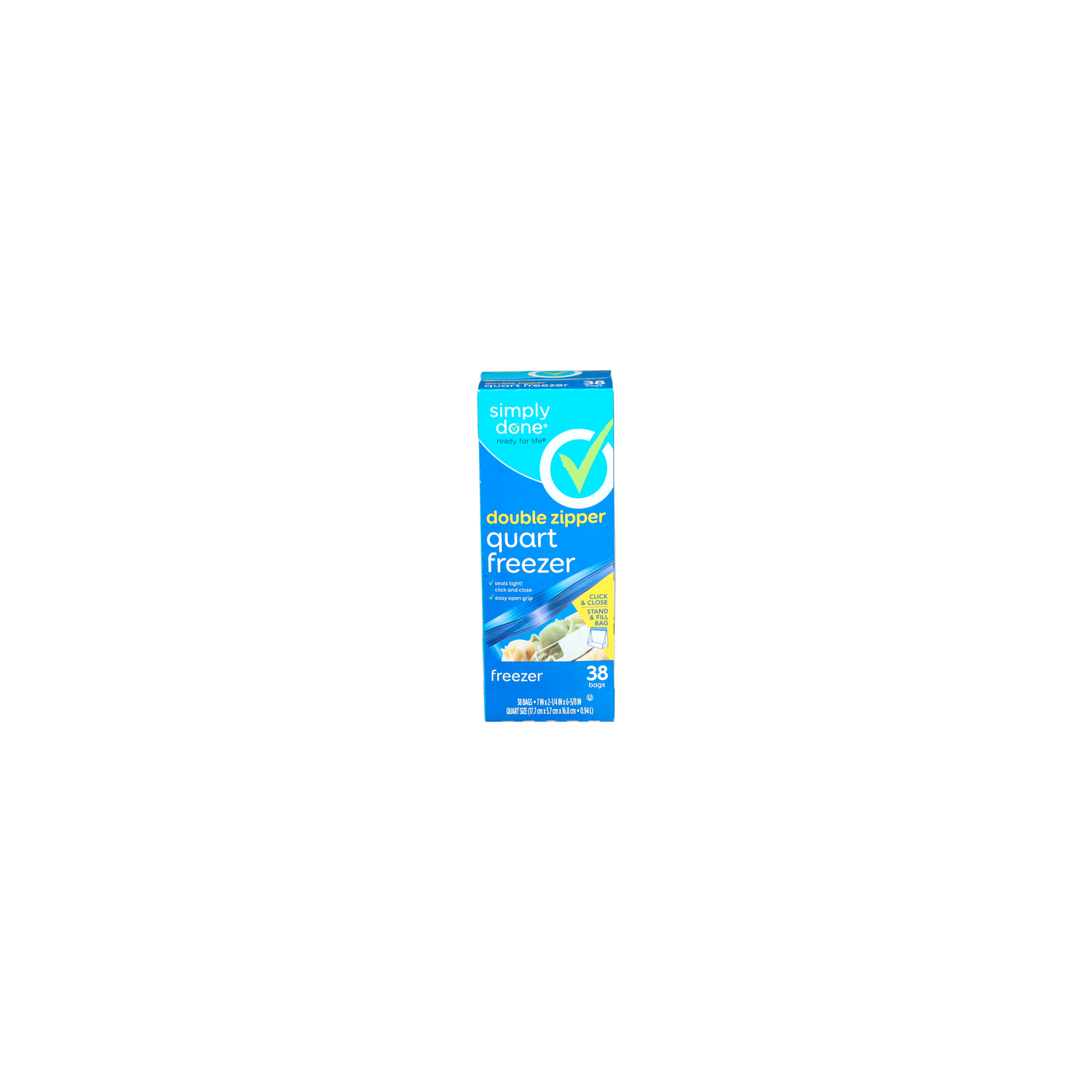 Simply Done Double Zipper Quart Freezer - 38 Count Image 1 of 2