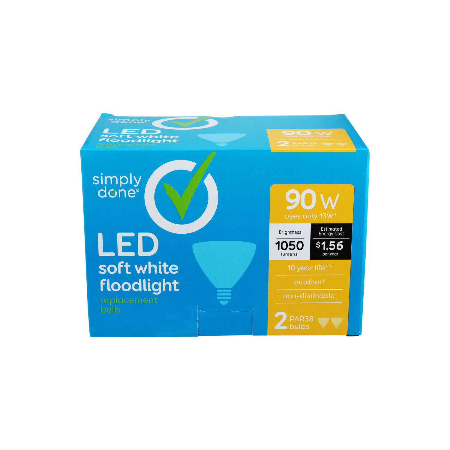 Simply Done PAR38 90W LED Soft White Floodlight Bulbs - 2 Count Image 1 of 3