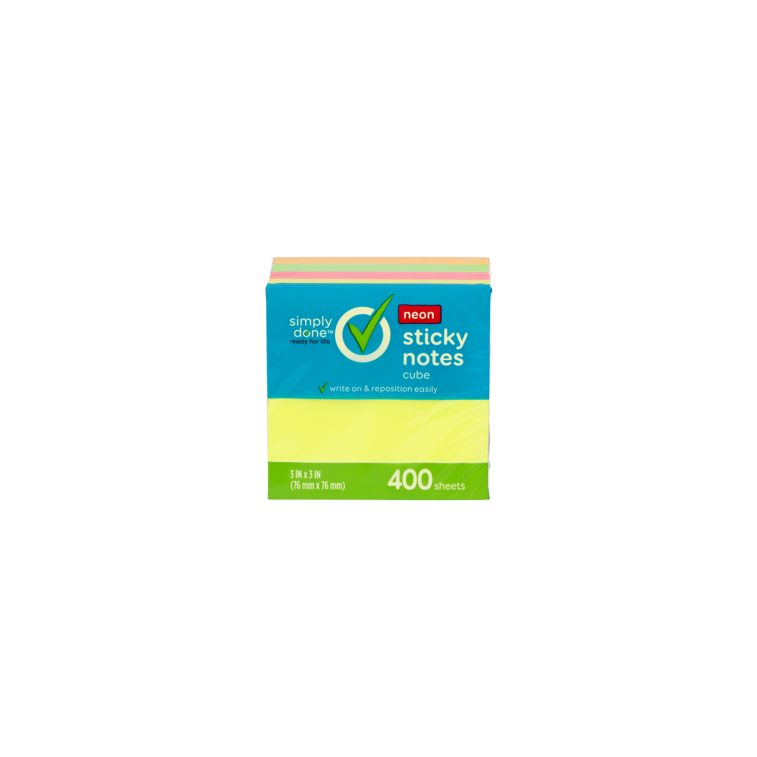 Simply Done Neon Sticky Notes Cube - 400 Count Image 1 of 2