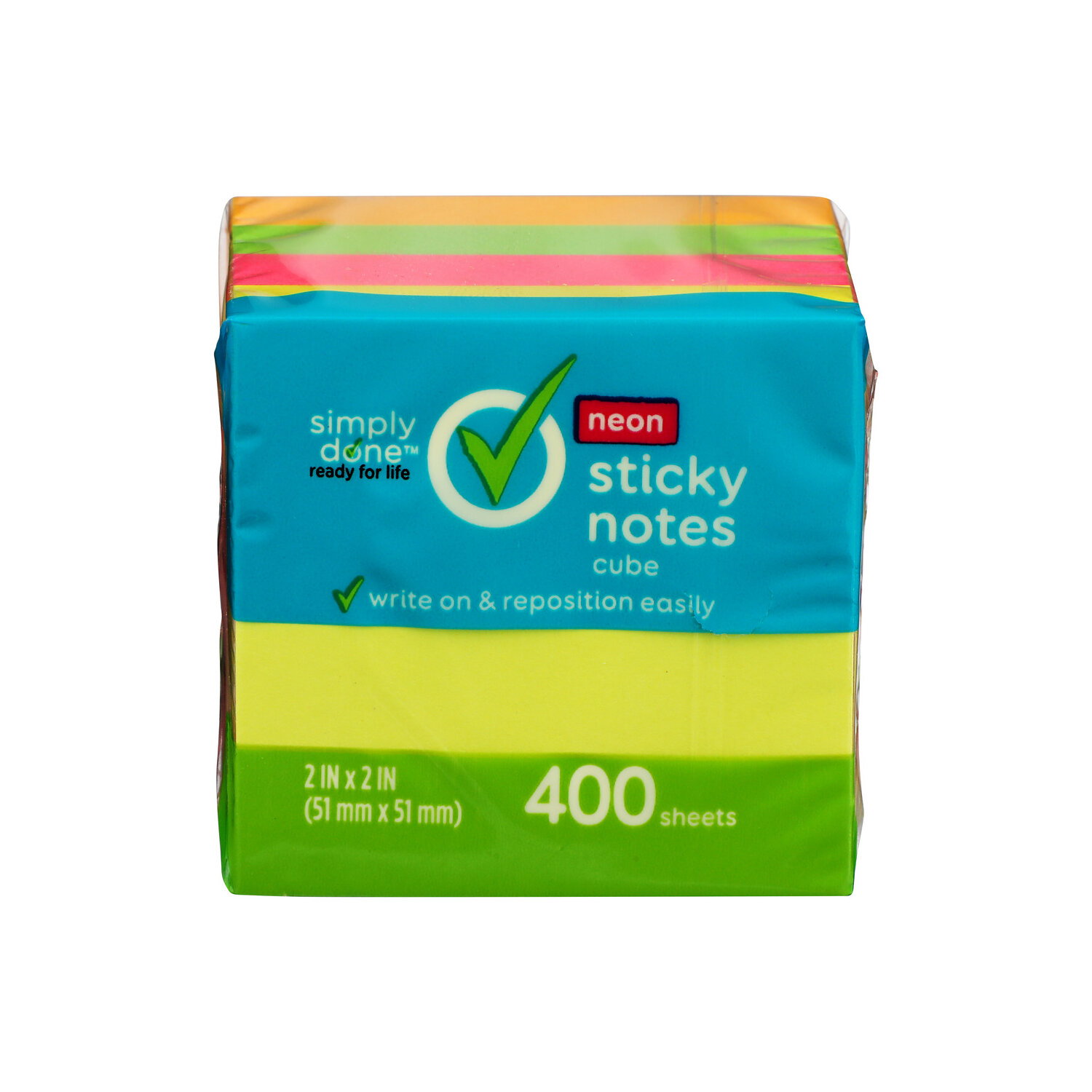 Simply Done Sticky Note 2X2 Cube - 400 Count Image 1 of 2