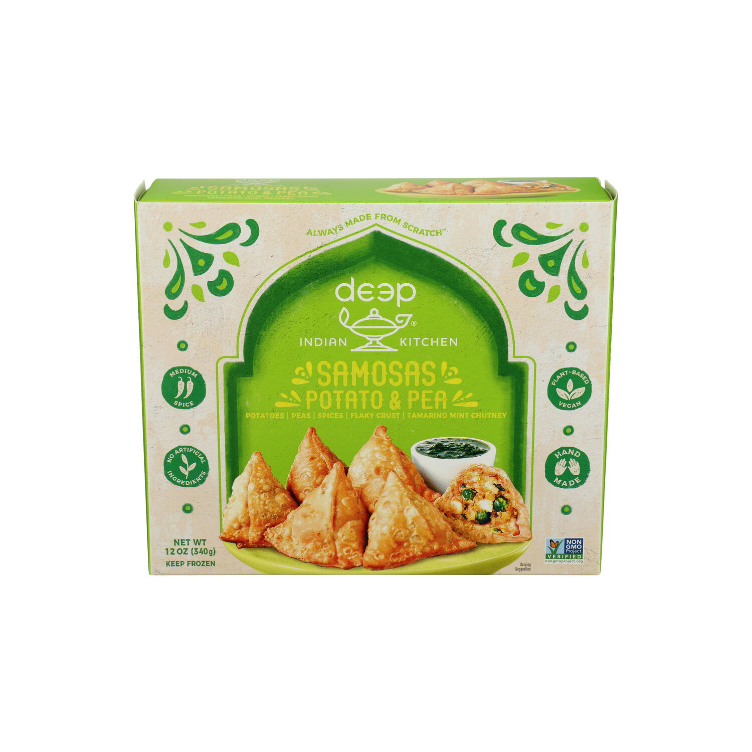 Deep Indian Kitchen Samosas, Potato & Pea With Mint Chutney - 12 Ounce Image 1 of 4