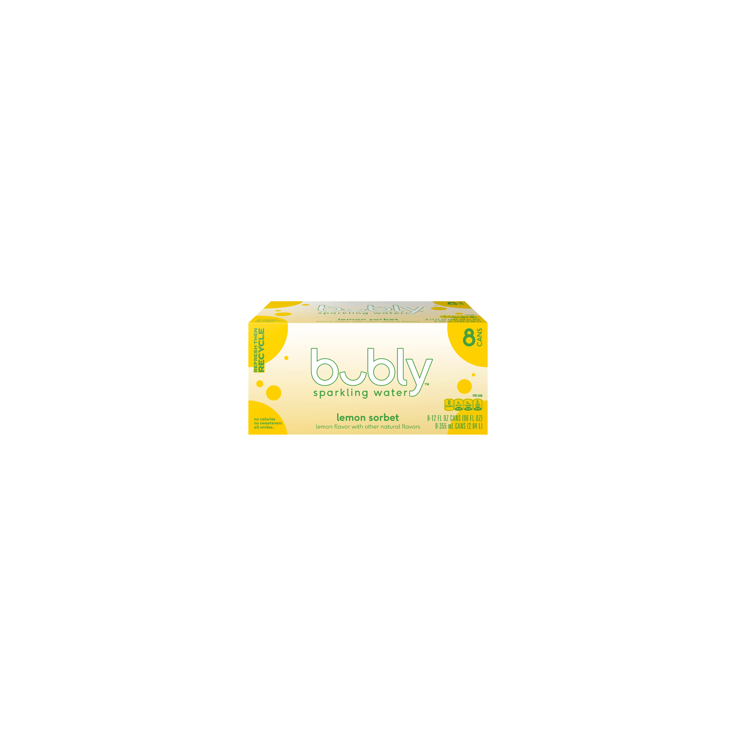 Bubly Sparkling Water Lemon Sorbet - 96 Fluid Ounce