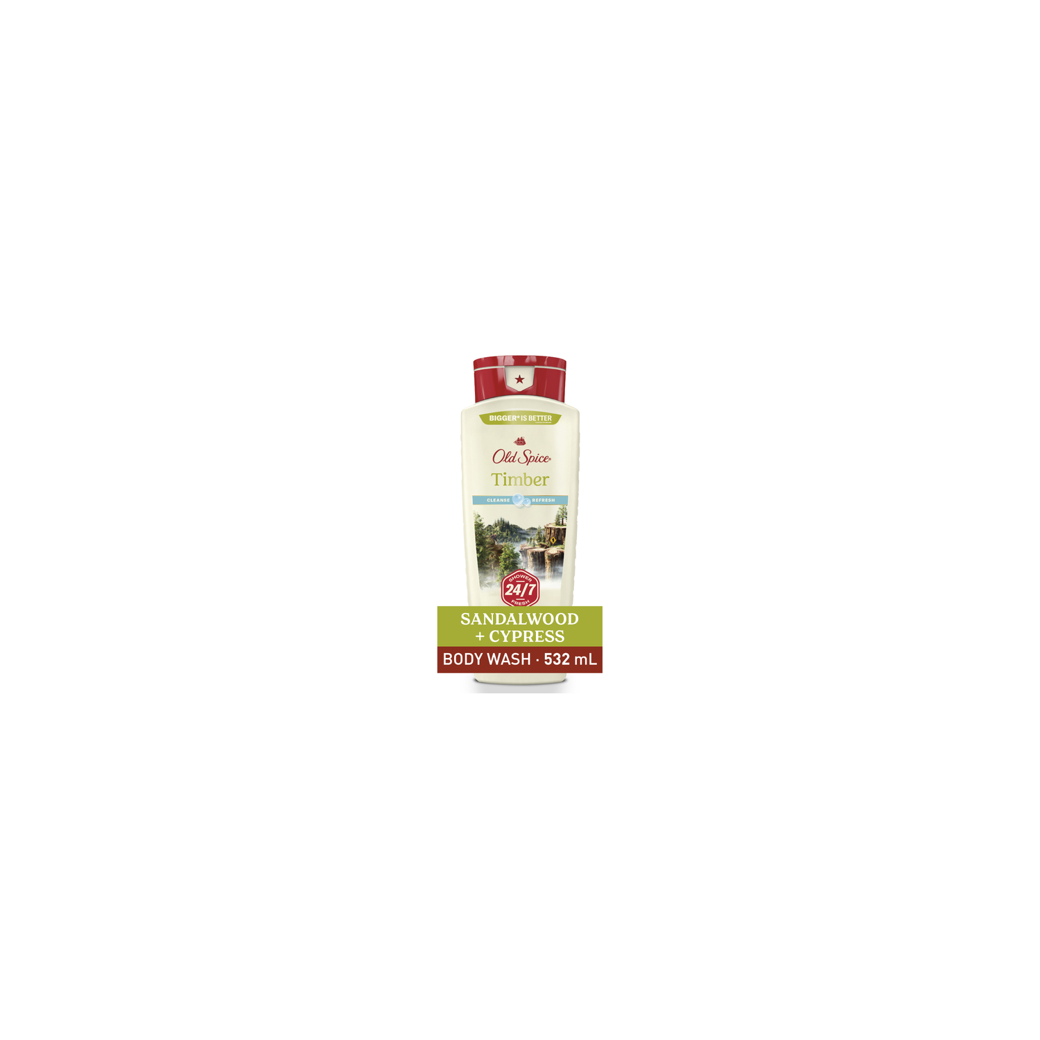 Old Spice Men's Body Wash For Men, Timber, 24/7 Shower Fresh - 18 Ounce Image 1 of 2