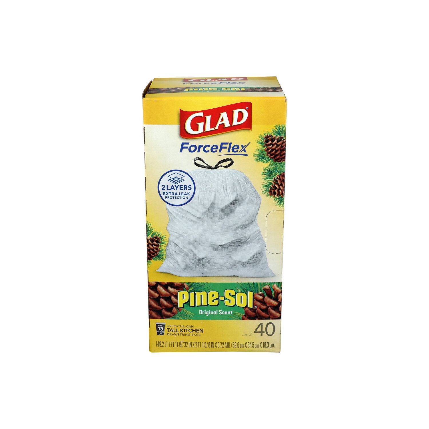 Glad ForceFlex Pine Sol Tall Drawstring Trash Bags - 40 Count Image 1 of 2