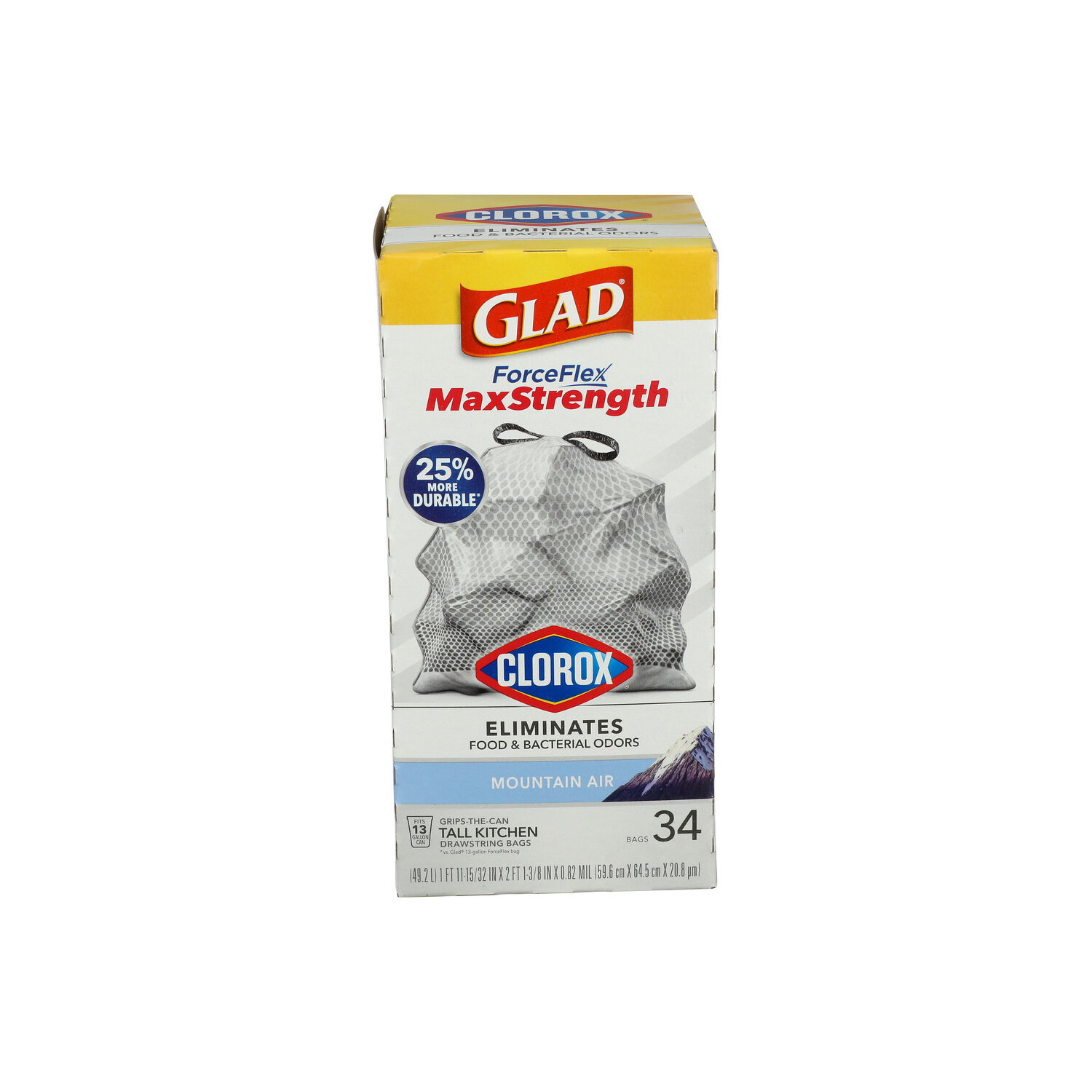 Glad Moutain Air Grips-The-Can Tall Kitchen Drawstring Bags - 34 Count Image 1 of 2