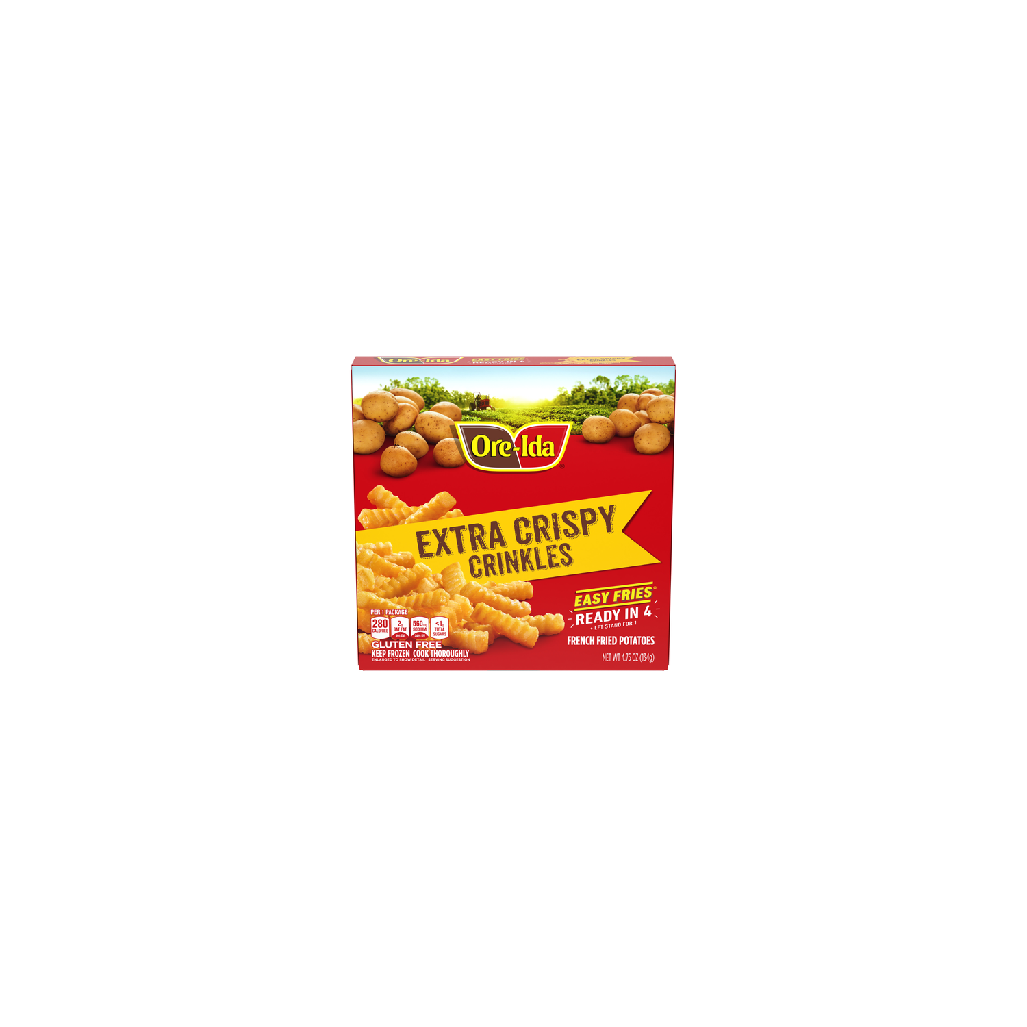 Ore-Ida Extra Crispy Crinkles Easy Fries French Fried Microwavable Frozen Potatoes, Box - 4.75 Ounce Image 1 of 2