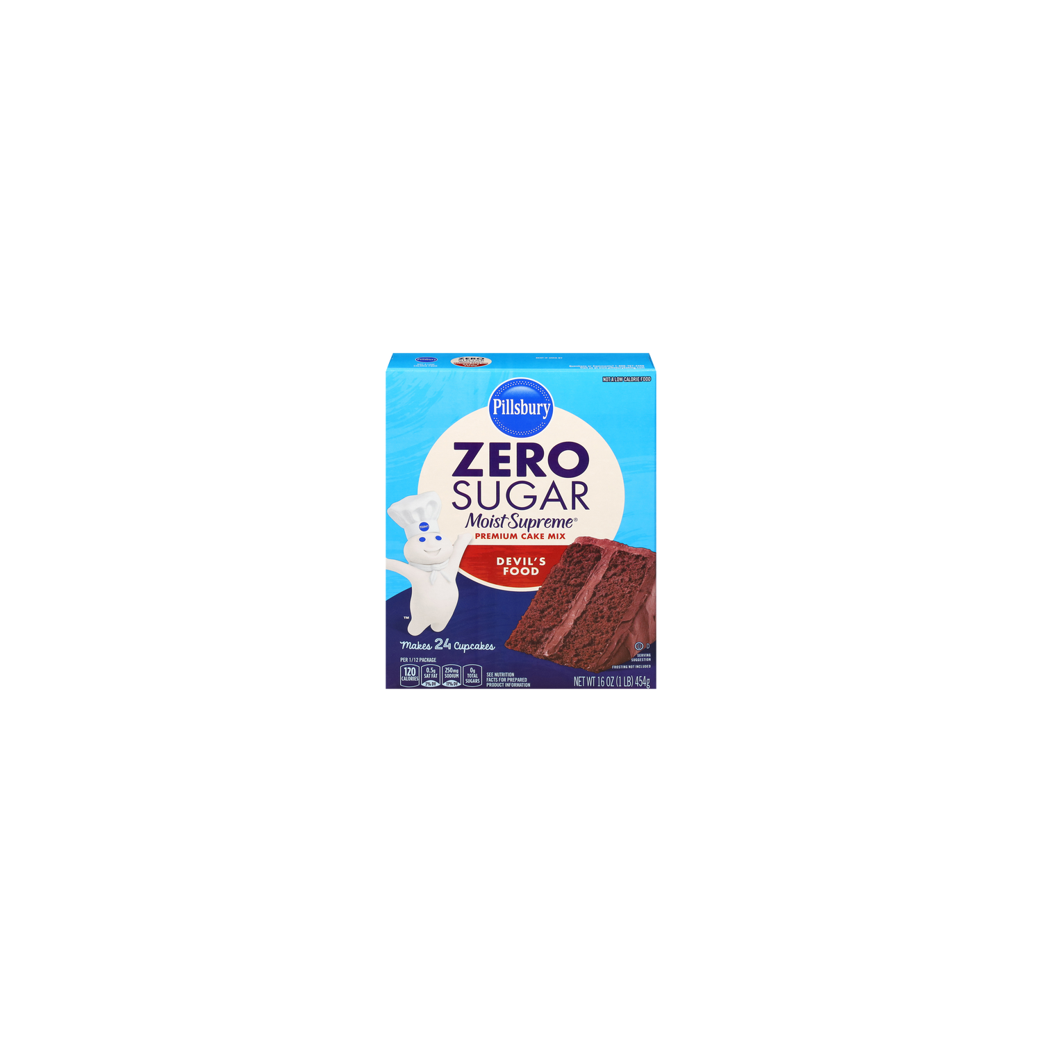 Pillsbury Zero Sugar Moist Supreme Devil's Food Premium Cake Mix, Box - 16 Ounce Image 1 of 2