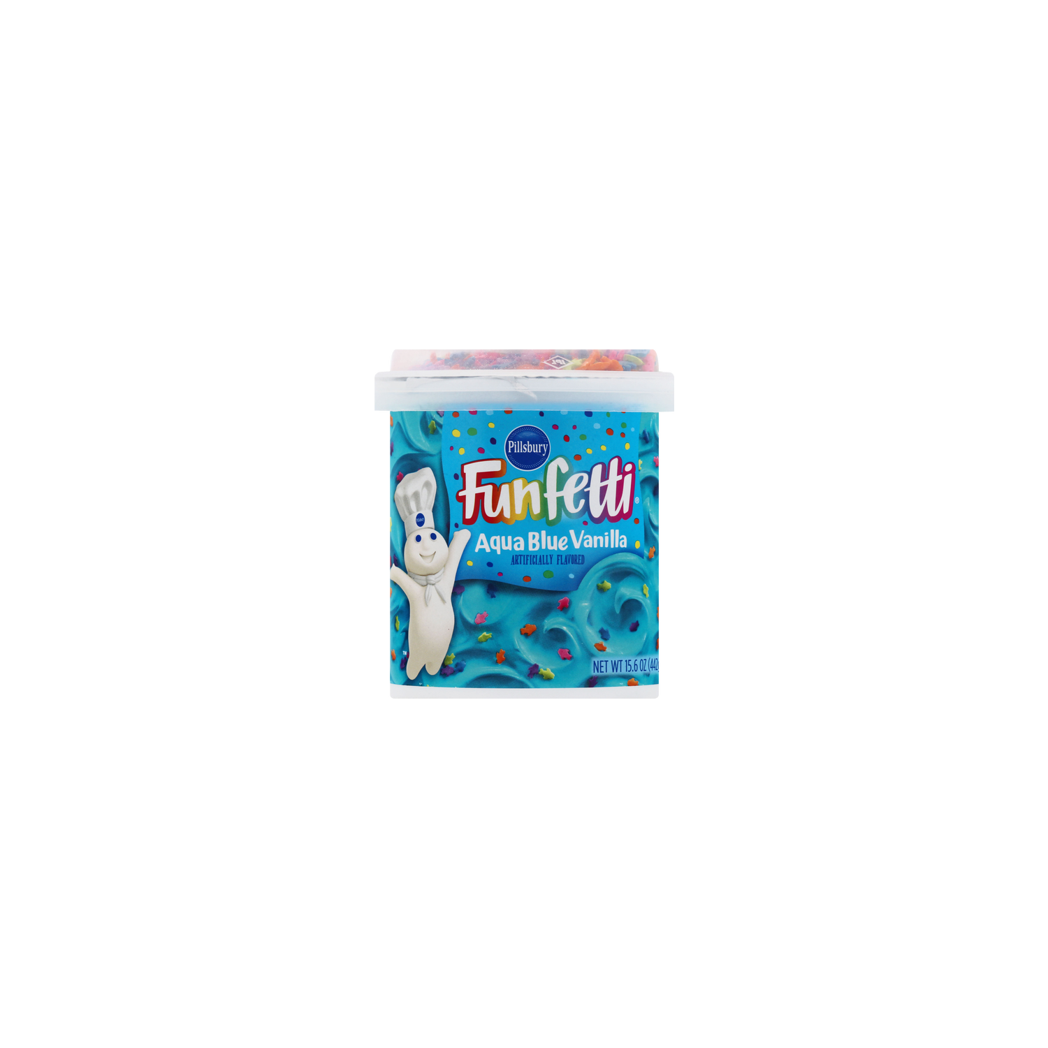 Pillsbury Funfetti Aqua Blue Vanilla Frosting, Tub - 15.6 Ounce Image 1 of 2