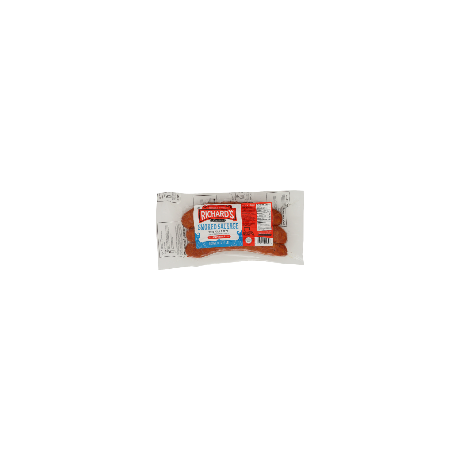 Richard's Cajun Foods Original Smoked Pork & Beef Sausage - 16 Ounce Image 1 of 4